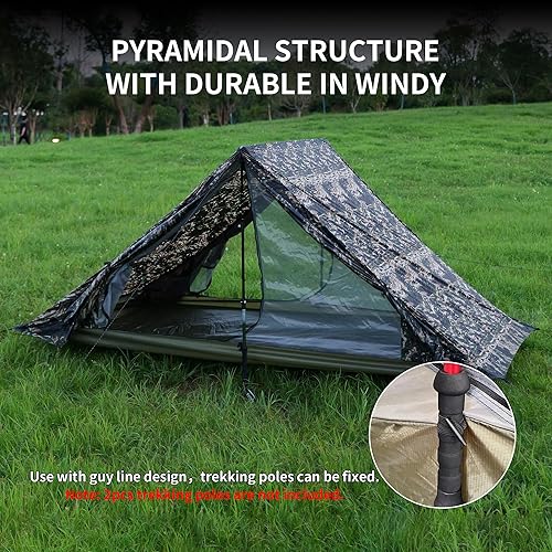 Miniatura 7 de TENPLAY - Tienda de campaña ligera para 2 personas, tienda de campaña ultraligera, nailon, impermeable, resistente al viento, fácil instalación,