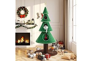 Allewie Cat Christmas Tree: 63" Cat Tree with 3 Condos and Play Area