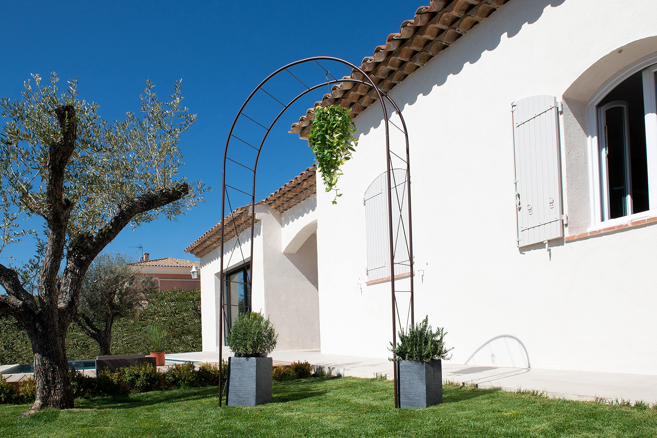 Louis Moulin 3186 Arche Jardin avec Décor Losange Métal Fer Vieilli 130 x 250 cm