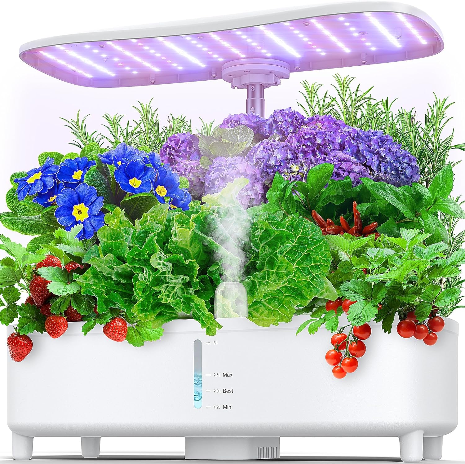 Hydroponics Growing System Kit 15 Pods Misting Indoor Gardening System Indoor Garden Gardening Gifts for Women 5L Water Capacity 48W Grow Light Herb Garden