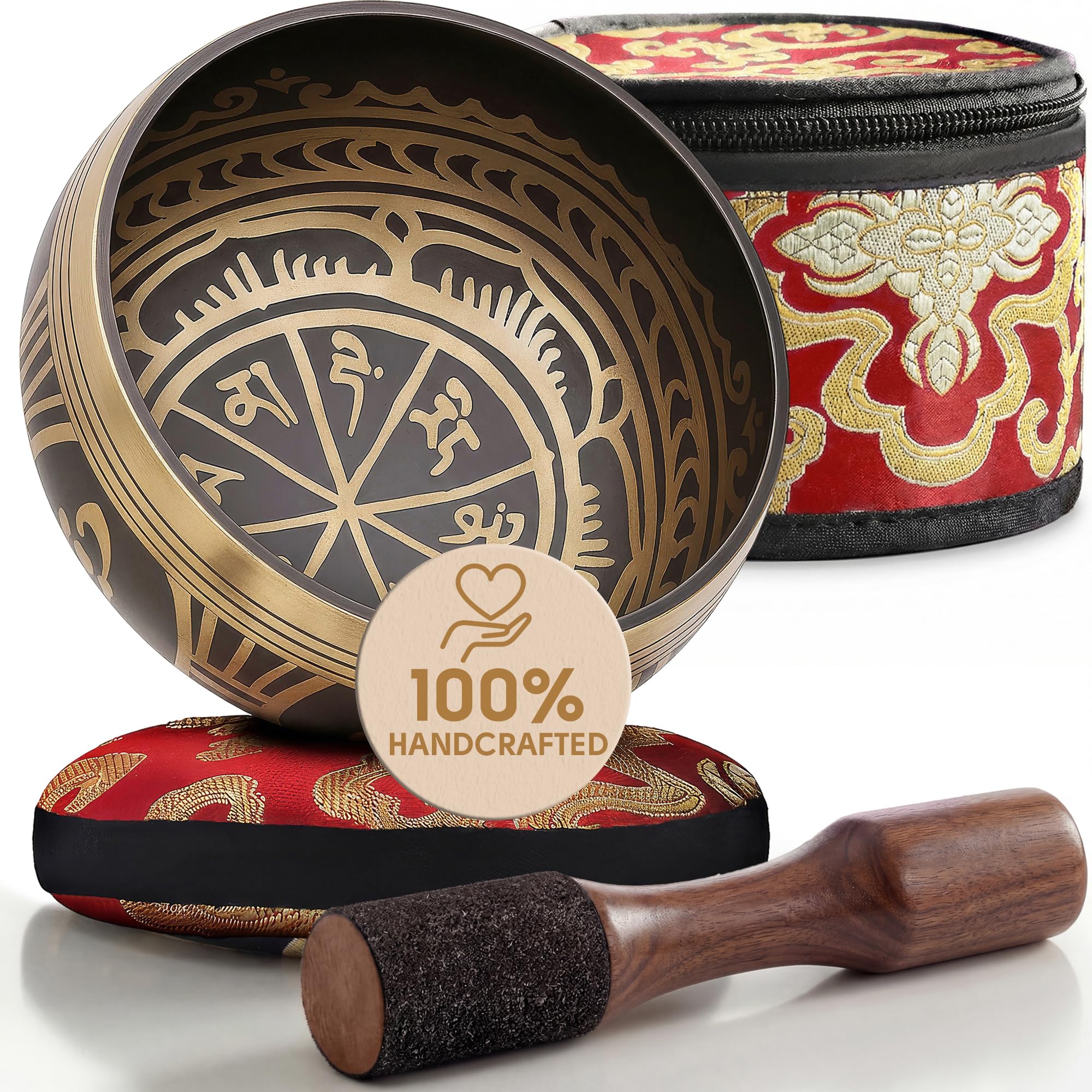 Silent Mind Tibetan Singing Bowl Set – Easy to Play &amp; Beginner Friendly Meditation Bowl with Cushion, Mallet &amp; Case | Stress Relief &amp; Mindfulness | Gift-Ready