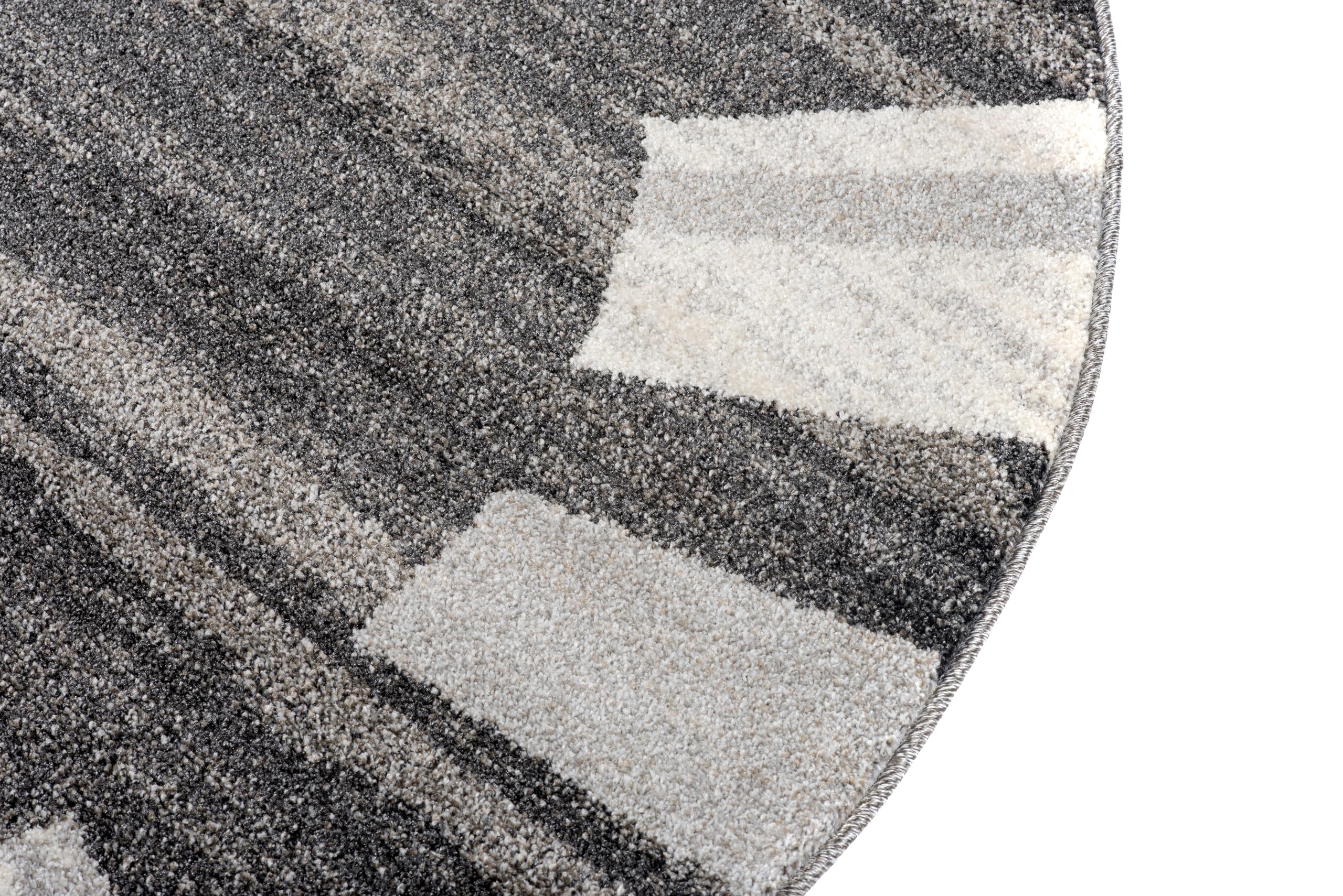 TAPISO Sari Tappeto Salotto Moderno Rotondo Pelo Corto Nero Grigio Astratto Salotto Sala Camera Oeko-Tex 130 x 130 cm