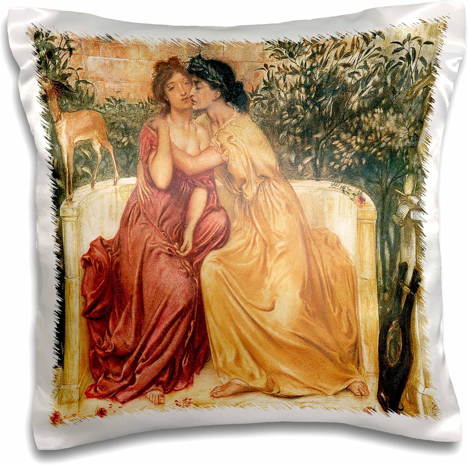 3dRose Sappho and Erinna in a Garden at Mitylene by Simeon Solomon 16x16 inch Pillow Case