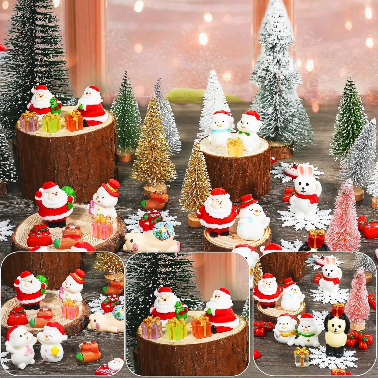 Warmtree 80PCS Christmas Miniature Figurines, Mini Resin Christmas Ornaments Mini Trees Mini Christmas Figures Snowman Santa Clause Ornament for DIY Christmas Decor Fairy Garden and Snow Globes - Image 4
