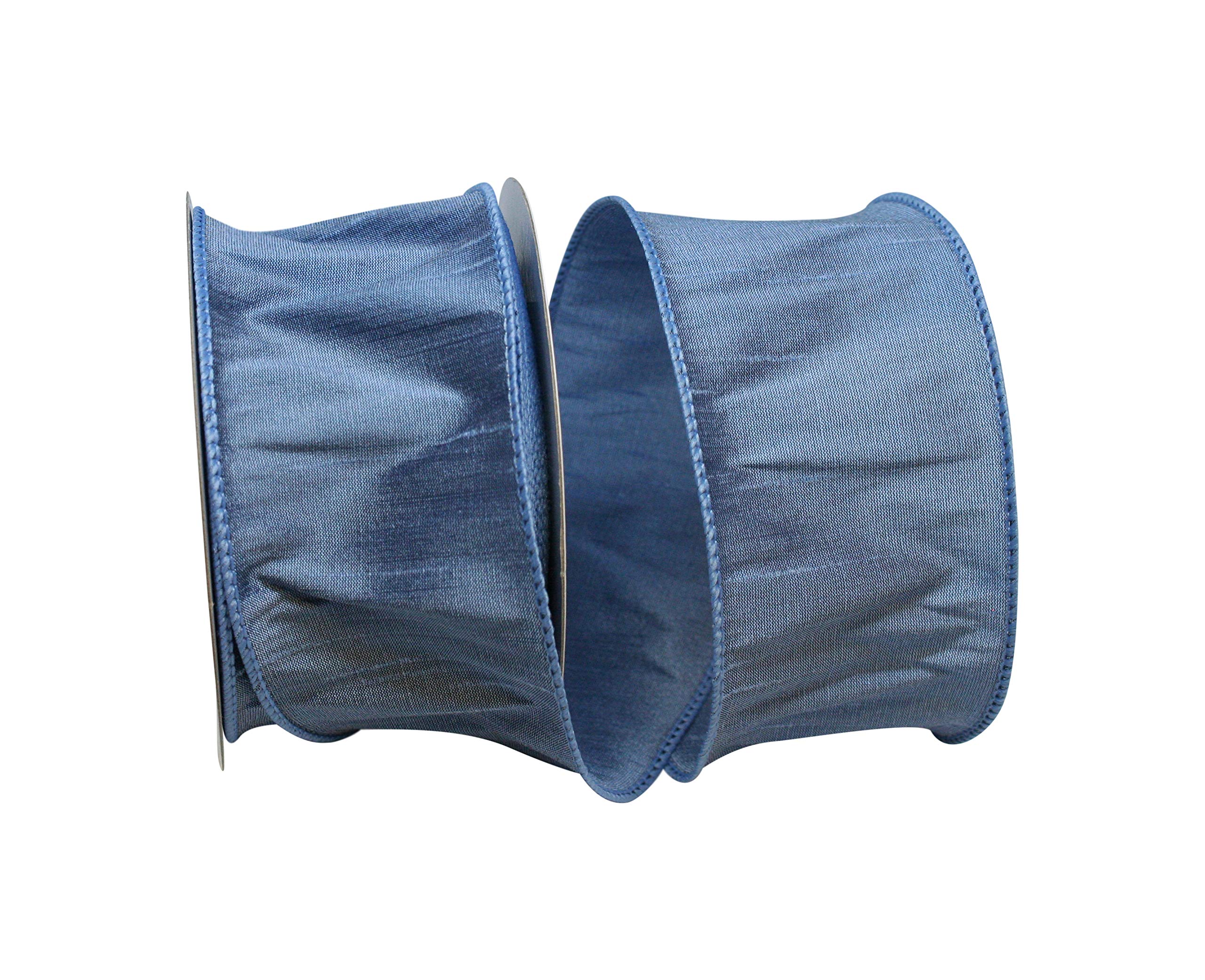 Reliant Ribbon Dupioni Supreme Wired Edge Ribbon, 2-1/2 Inch X 10 Yards, French Blue