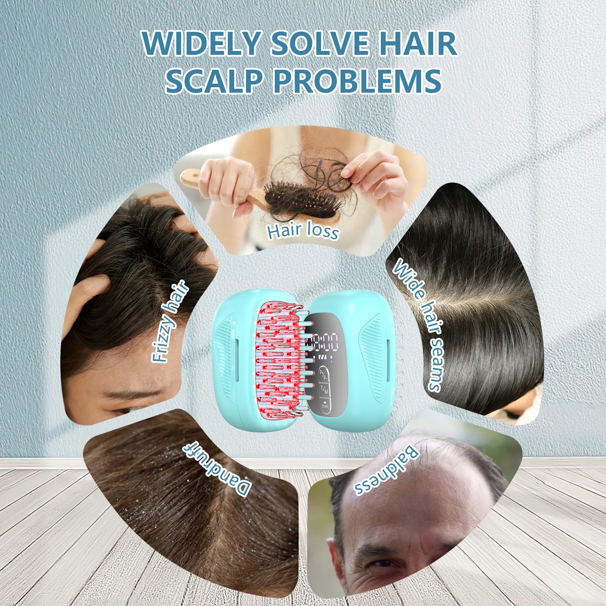 KTS Peine láser de crecimiento del cabello, dispositivo de crecimiento del cabello de terapia de luz láser, terapia de luz roja promover el crecimiento del cabello para hombres y mujeres (azul)