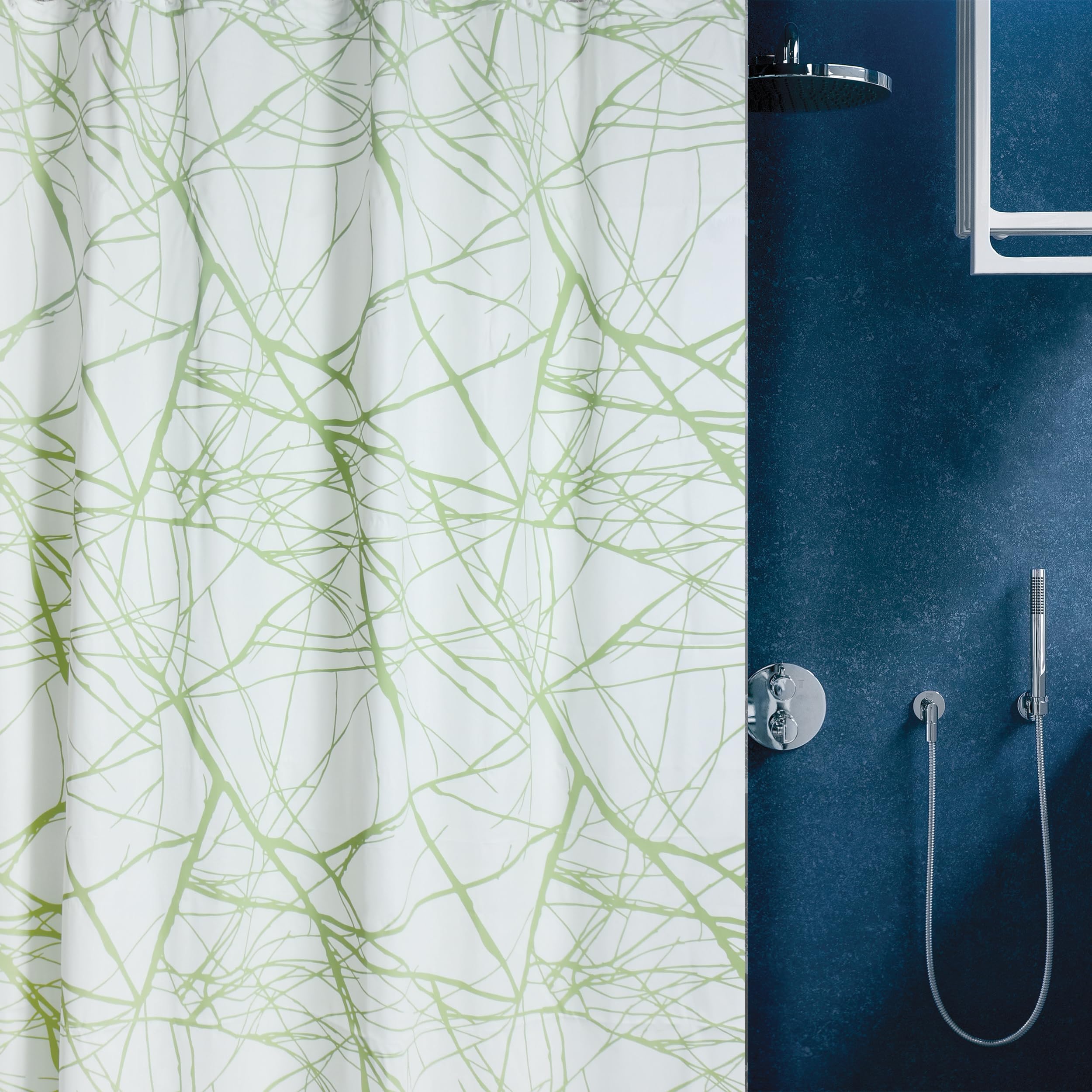 Spirella Kollektion Fores, Duschvorhang Textil 180 x 180 cm, 100% Polyester, Mehrfarbig