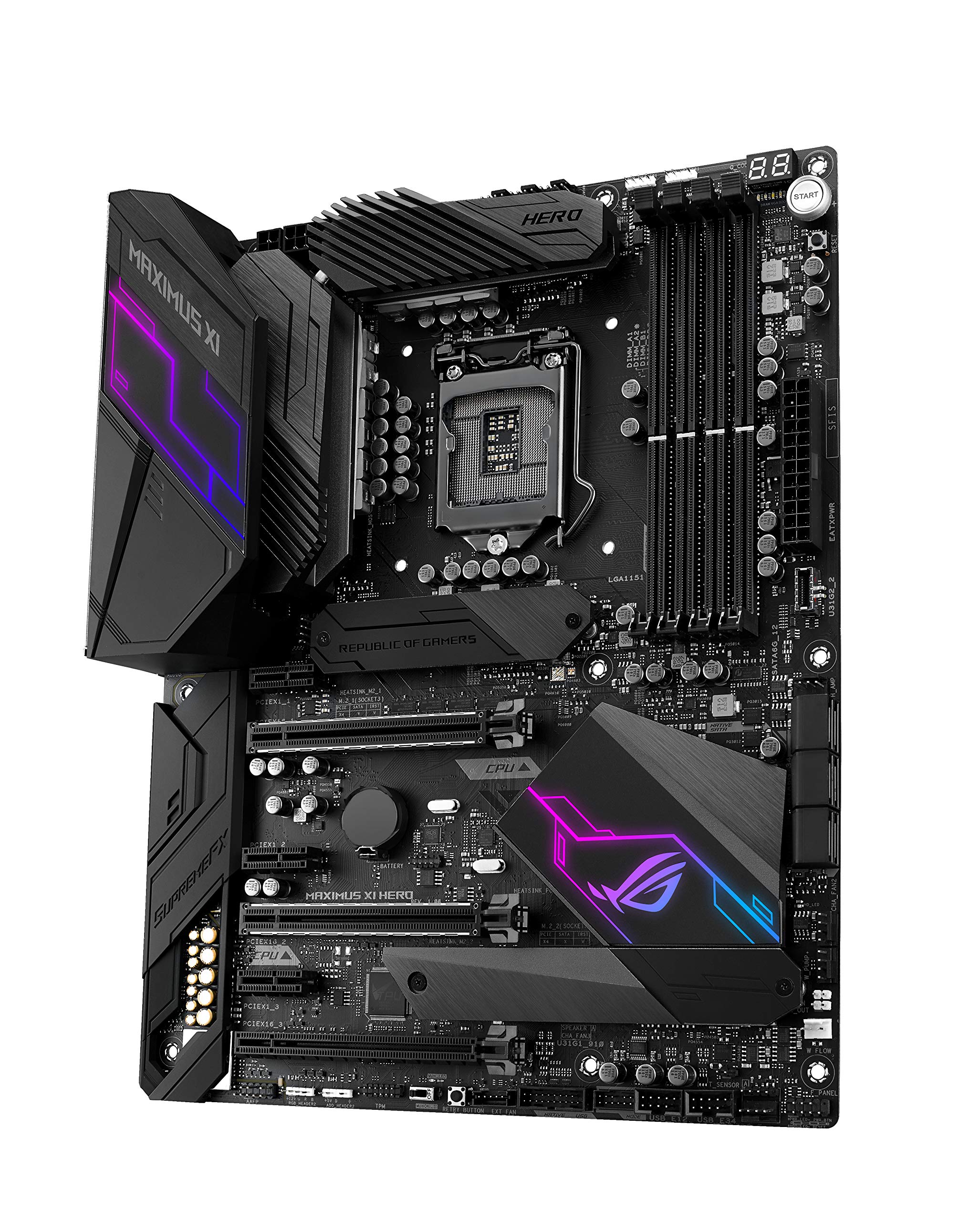 Asus ROG Maximus XI Hero Gaming Mainboard Sockel 1151 (ATX, Intel Z390, Coffeelake, 4X DDR4-Speicher, USB 3.0, M.2 Schnittstelle)
