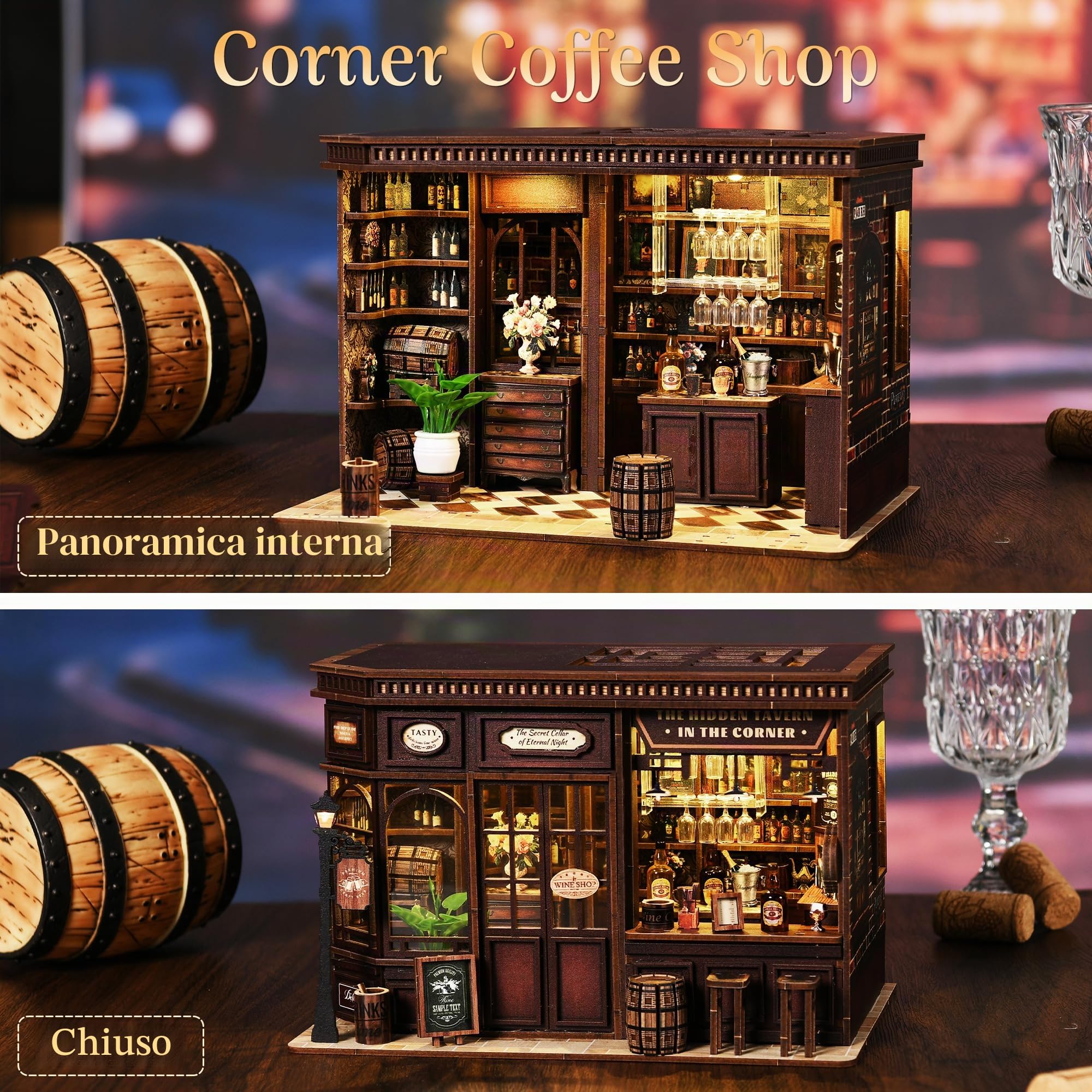 MAKEASY Book Nook Kit - Kit Casa in Miniatura Fai-da-Te per Adulti e Adolescenti, Puzzle 3D in Legno Inserto Decorativo per Libreria, Kit Modellino Tiny House Booknook, Regali Creativi per Famiglia e