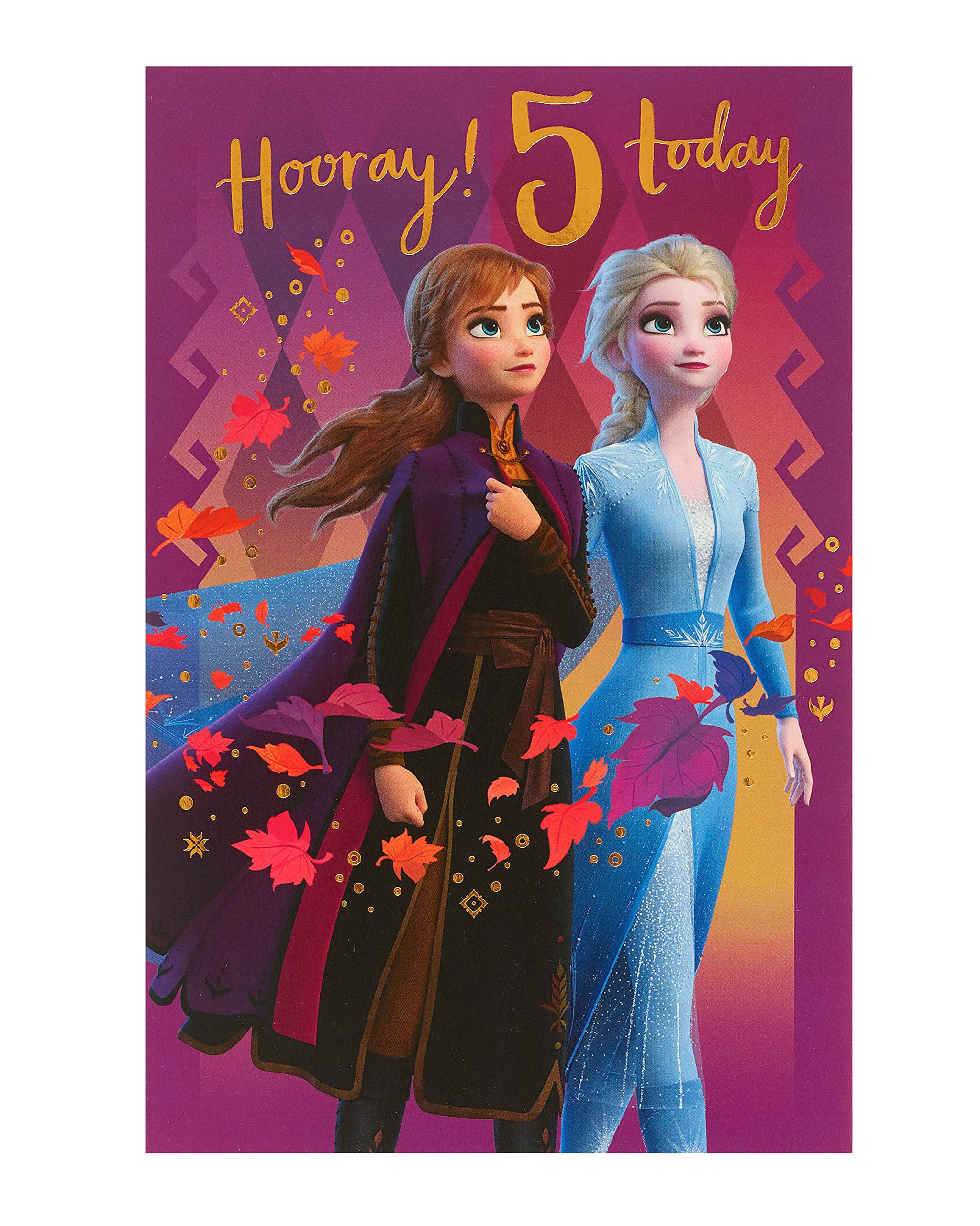 5th Birthday Card - Birthday Card Aged 5 - Frozen 2 Birthday Card Aged 5 - Anna and Elsa 5th Birthday Card - Frozen 2 Birthday Gifts Aged 5 - Birthday Card Girls - Birthday Card with Badge