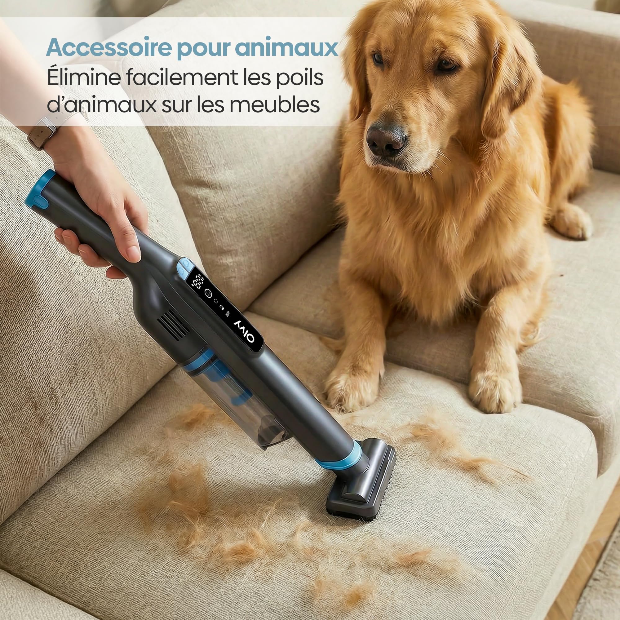 Olvy HC32 Pro Aspirateur à Main sans Fil – 22 kPa Puissance d’Aspiration, Moteur 250 W, 3 Vitesses, Jusqu’à 35 Min d’Autonomie, Écran LCD, Filtre HEPA, Aspirateur Voiture Portable avec Accessoires