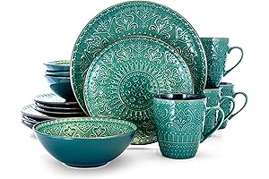 Elama Embossed Teal Dinnerware Set: Elevate Your Dining Experience