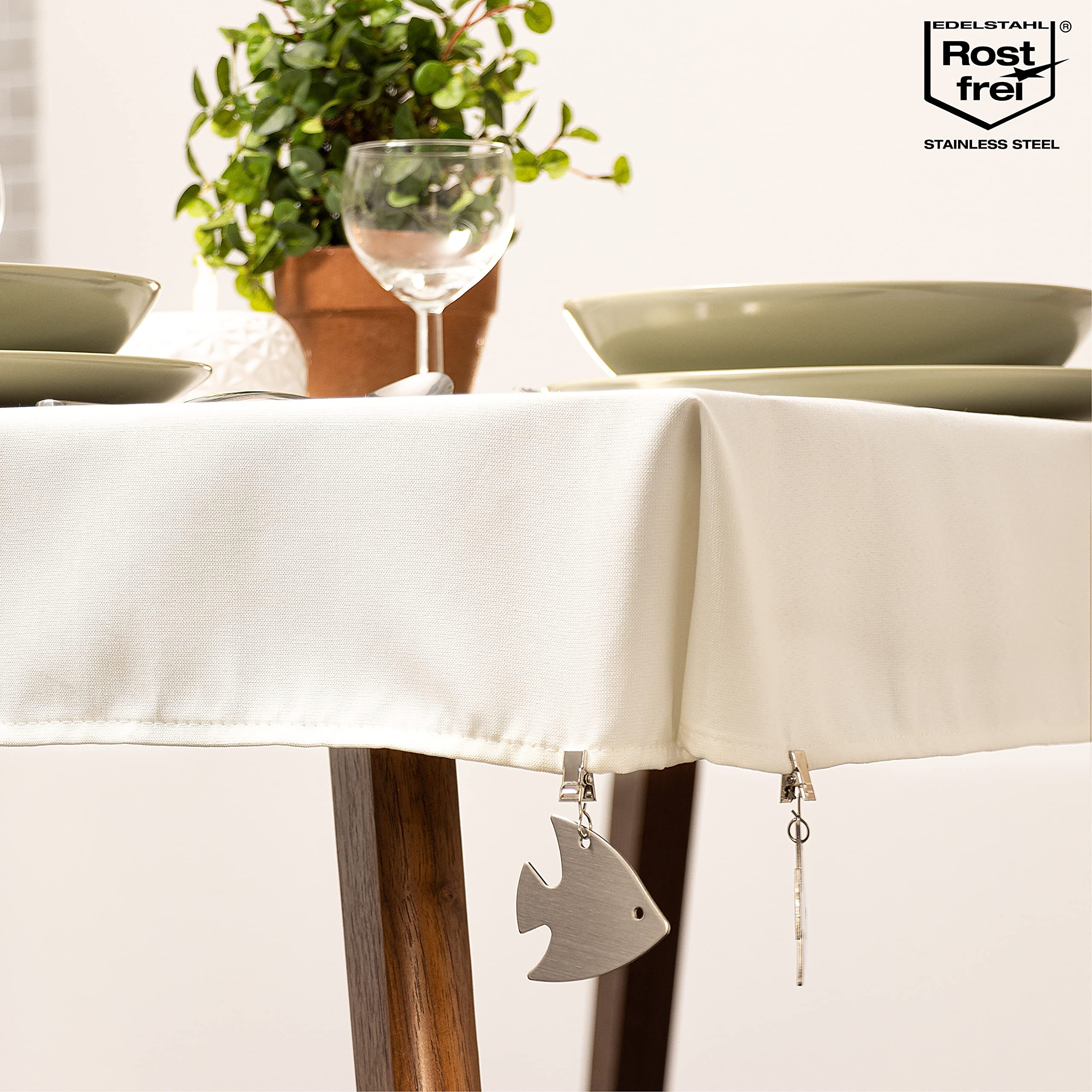 com-four® 8x pesi tovaglia acciaio inox, fermagli pesanti, clip fissaggio tavolo, accessori interno esterno