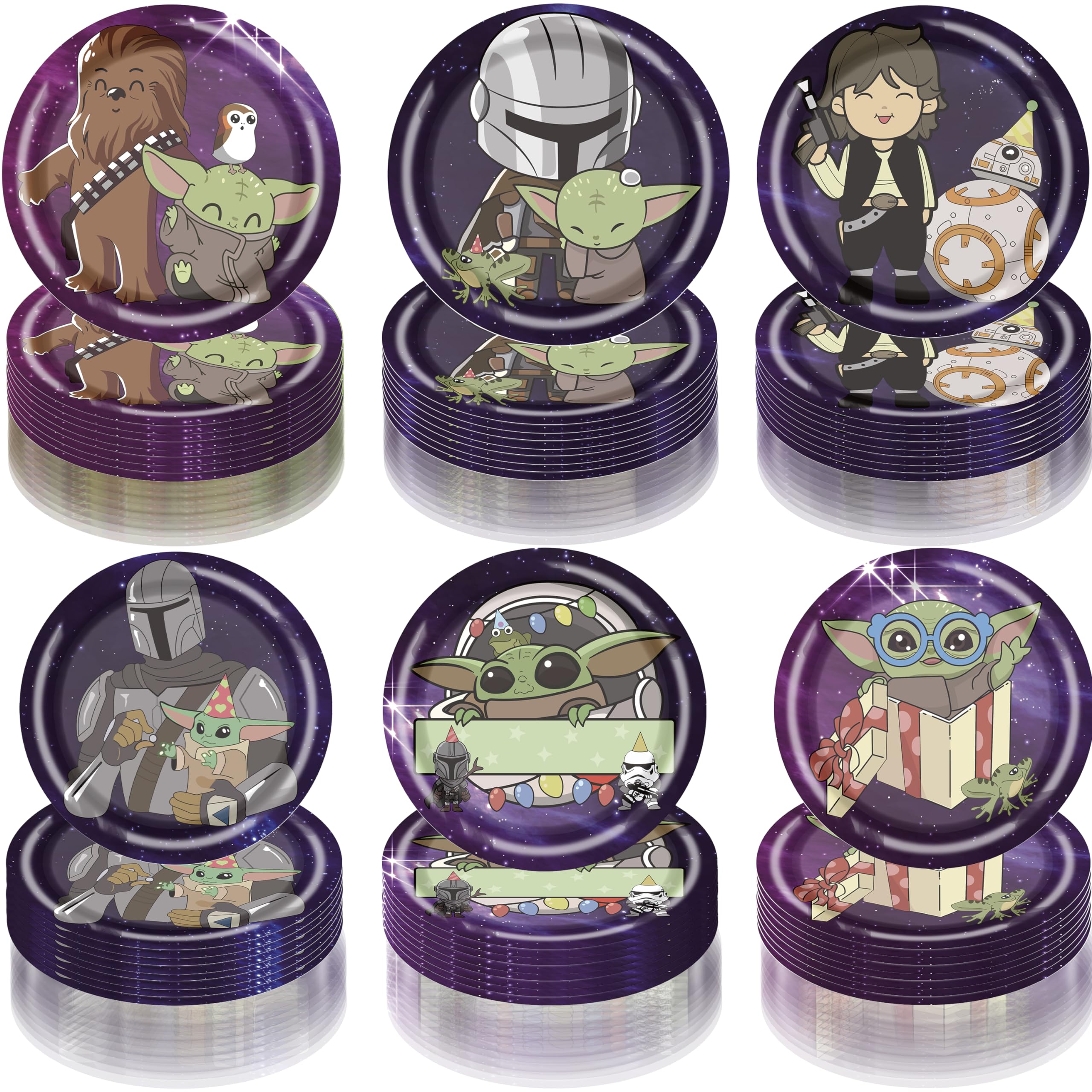 Jiaoohoo60pcs Baby Joda Party Plates Baby Joda Party Supplies Favors Baby Joda Birthday Baby Shower Decor(7 in)