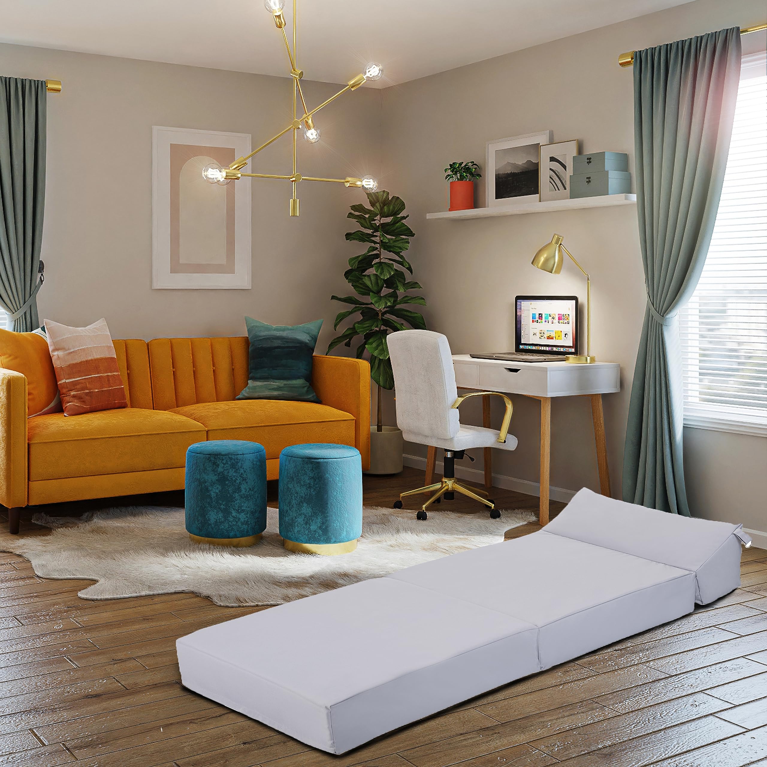 Ready Steady Bed Cómoda Silla Plegable en Z | Sofá Cama Futón Ligero | Cubierta Suave y Resistente al Agua | Colchón Individual de diseño ergonómico Zbed (Silver)