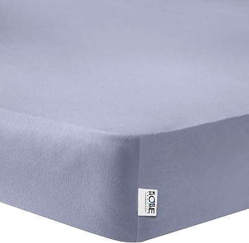 KobeHome Knitted Combed Cotton Elastic Sheet, Battal Double, Light Gray, Cotton-Elastane 230G/M2