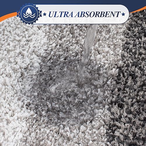 Miniatura 3 de Walensee - Tapete de baño antideslizante, absorbe el agua, de microfibra suave, peluda, lavable a máquina, para regadera, 20 x 32 pulgadas, gris
