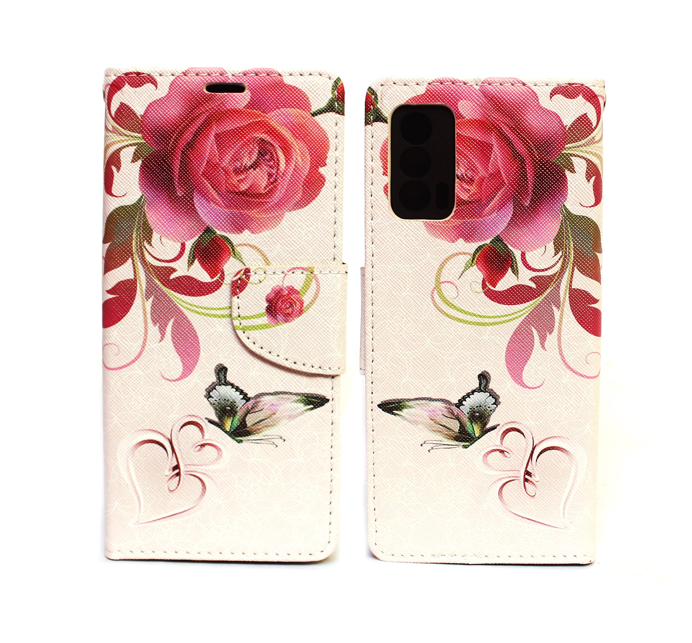 Arbuda Fancy Printed Designer Leather Flip Wallet Back Cover Case for Realme X7 5G - Rose Butterfly (B097BYF23J) Amazon Price History, Amazon Price Tracker