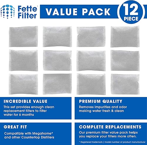 Miniatura 2 de Fette Filter - Filtros de agua para destiladores de encimera compatibles con Megahome y otros modelos de destiladores de agua de encimera - Paquete