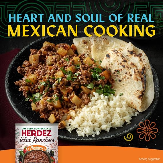 HERDEZ Ranchera Salsa, Medium, 7 oz Can (12 Pack) - Authentic Mexican Salsa for Tacos, Chips, and Dips - Made with Fresh Ingredients and Traditional Recipe from Taquerias