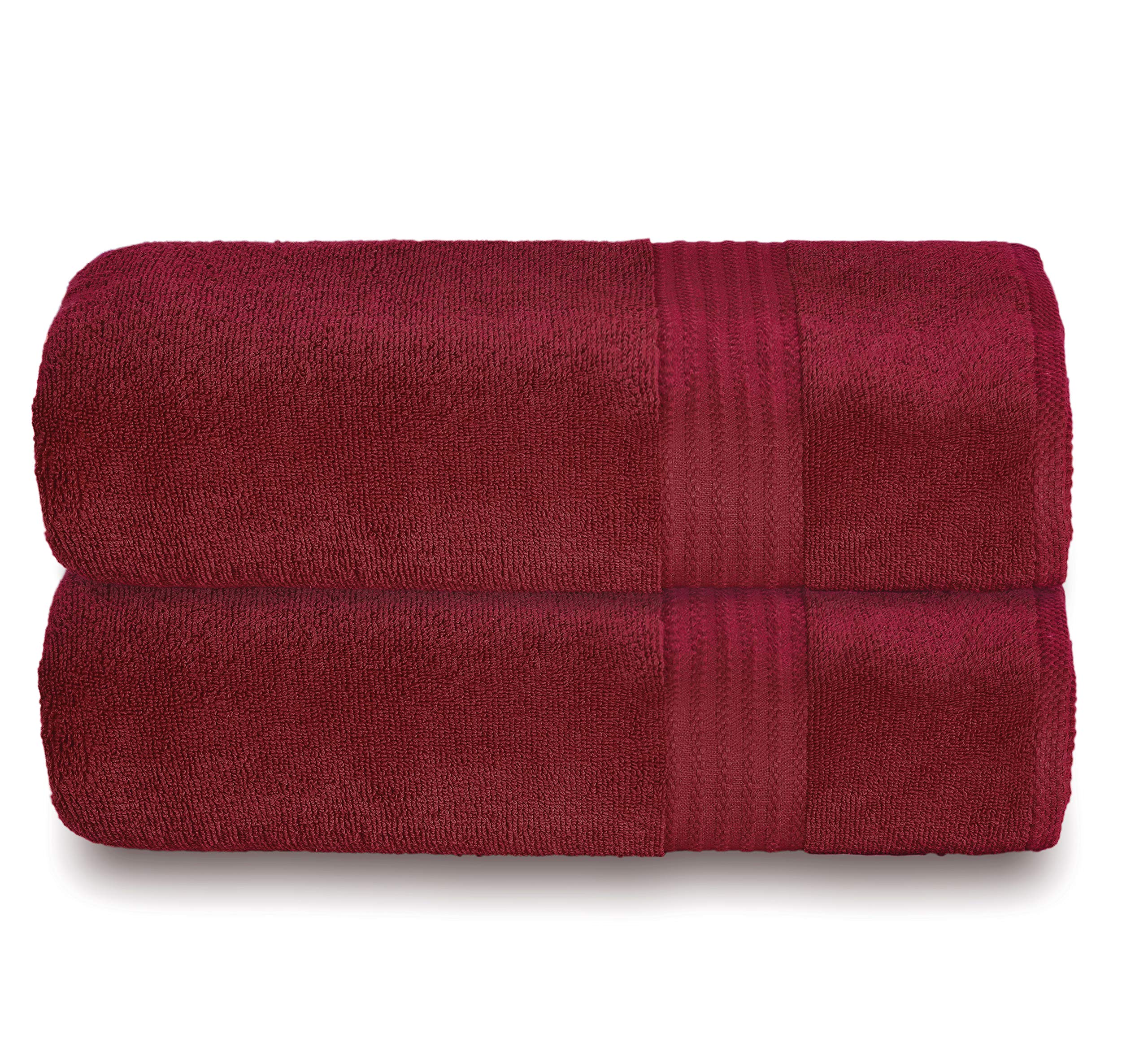 GLAMBURG Premium Cotton Oversized 2 Pack Bath Sheet 35x70 - 100% Pure Cotton - Ideal for Everyday use - Ultra Soft & Highly Absorbent - Machine Washable - Burgundy