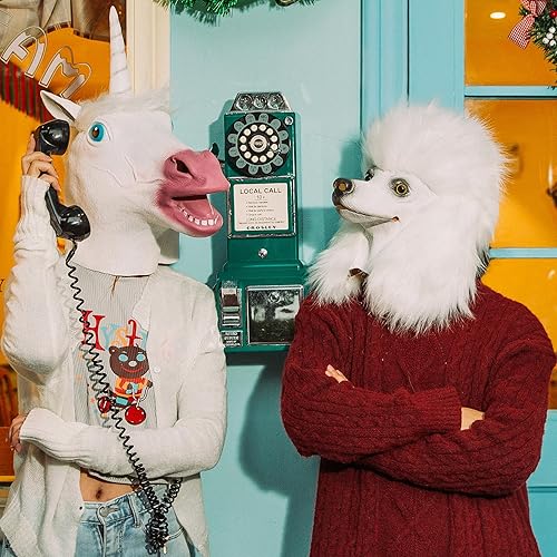 Miniatura 5 de CreepyParty Deluxe novedad Disfraz para fiesta de Halloween máscara animal de látex unicornio