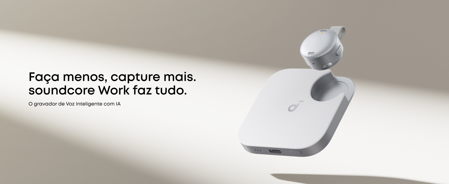 Soundcore Work 白 soundcore Work da Anker - Gravador de Voz IA Portátil com Notas