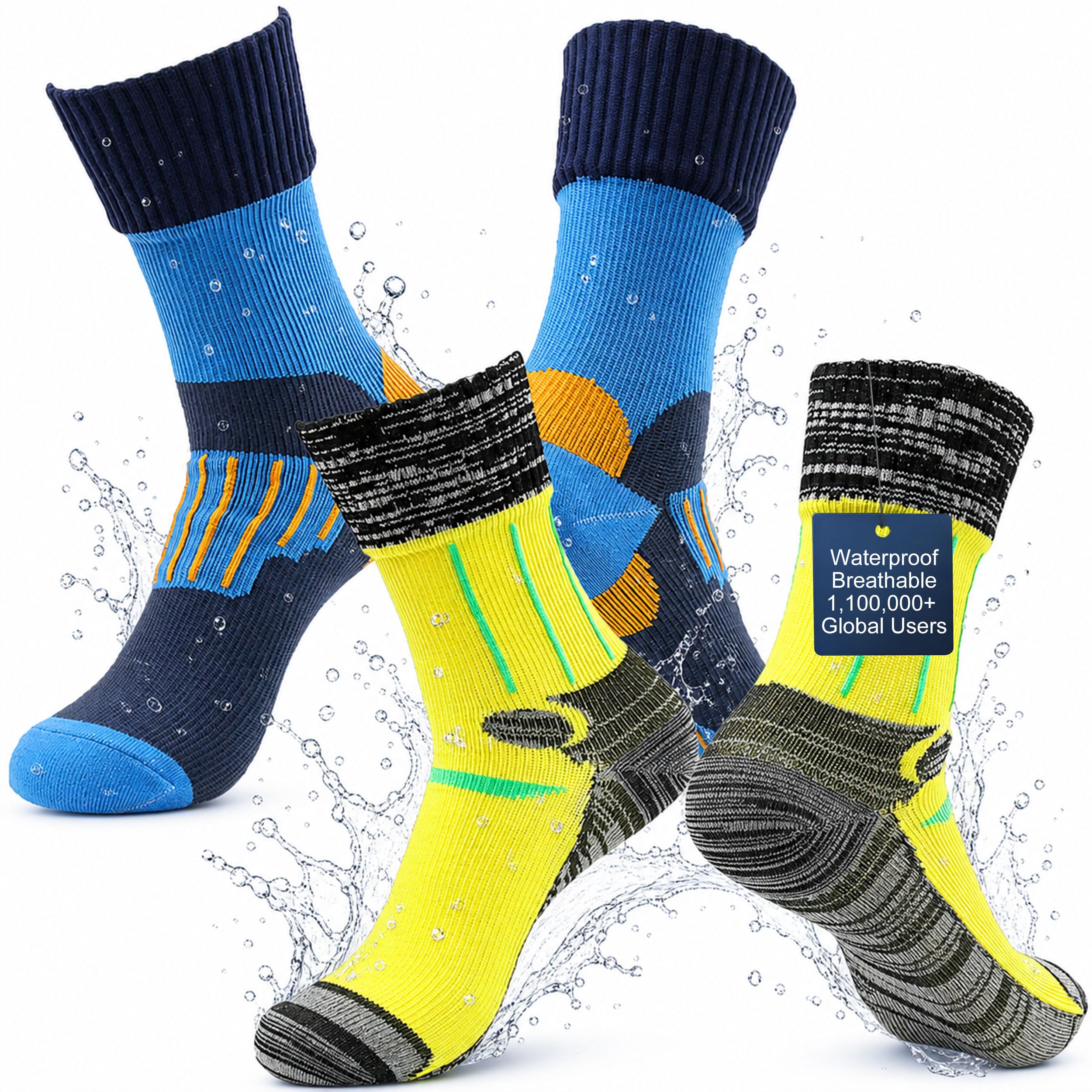 RANDY SUN Waterproof Breathable Socks, [SGS Certified] Unisex Skiing Trekking Hiking Wading Trail Socks