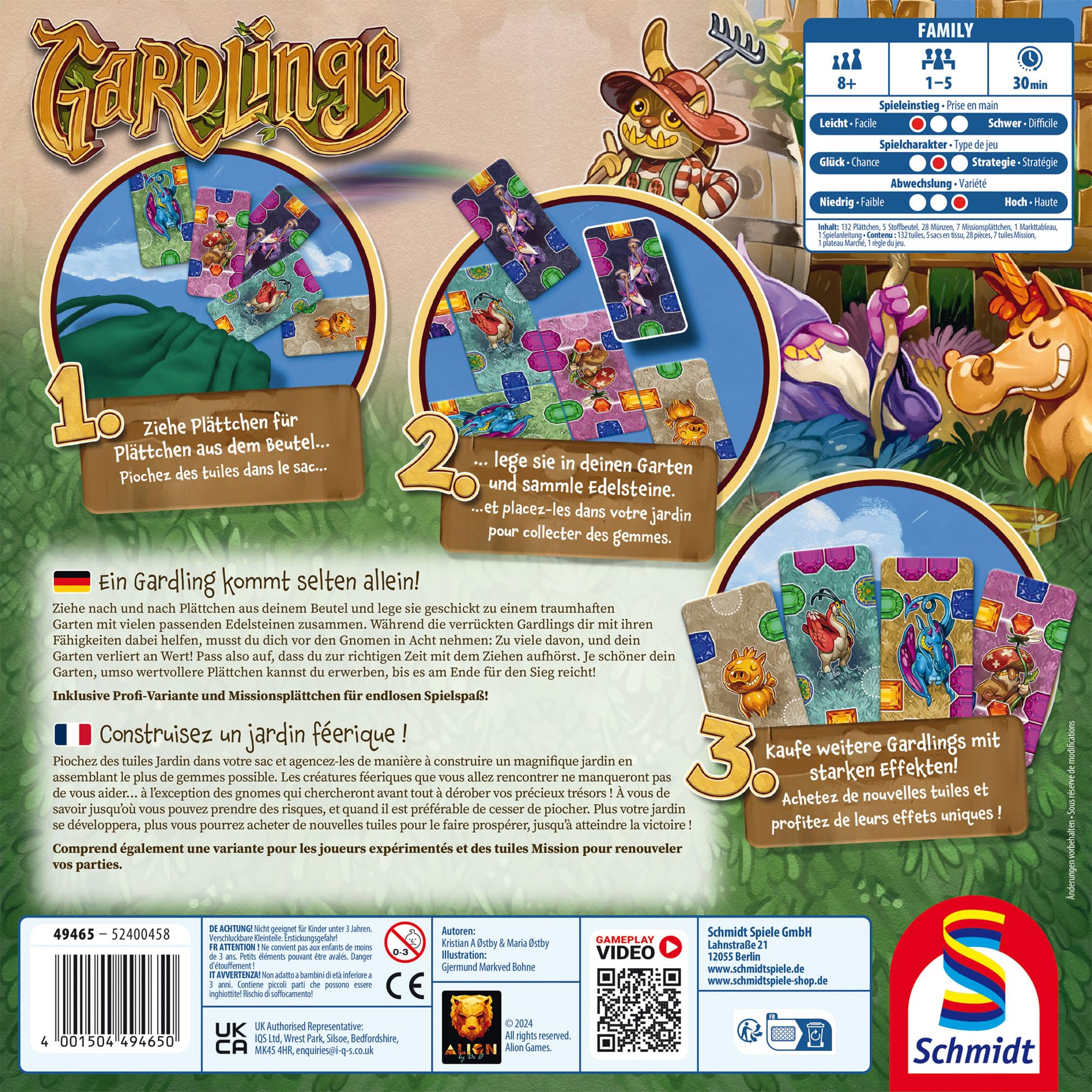 Schmidt Jeux 49465 Gardlings, Bag Building, Jeu de stratégie