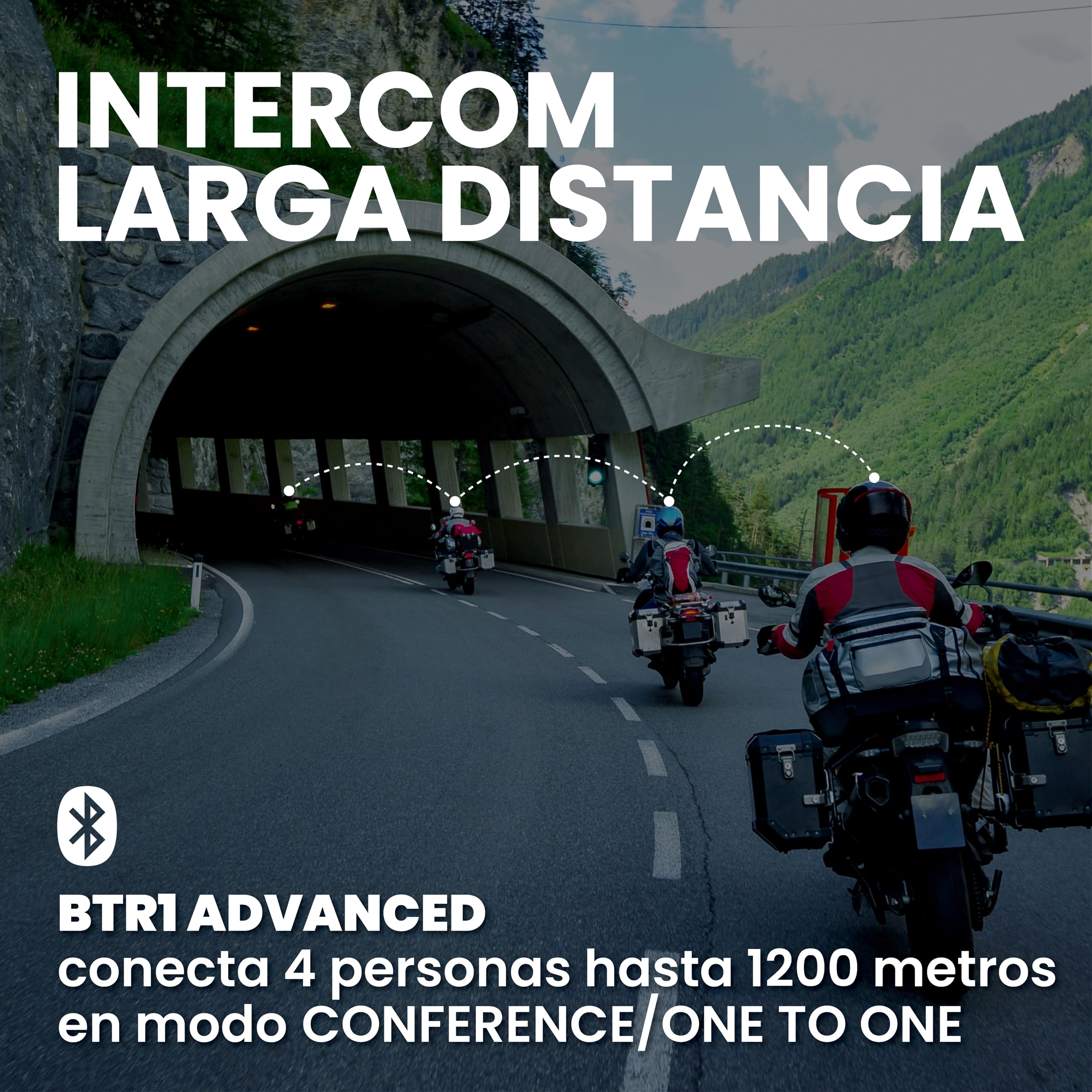 Midland - Intercomunicador Casco Moto Pareja BTR1 Advanced Twin, Auriculares Moto Inalámbricos Bluetooth IPX6, 1,2Km, 4 Personas Conferencia, Batería 23H, Cancelación Ruido, Audio HD, Conforme ECE2206