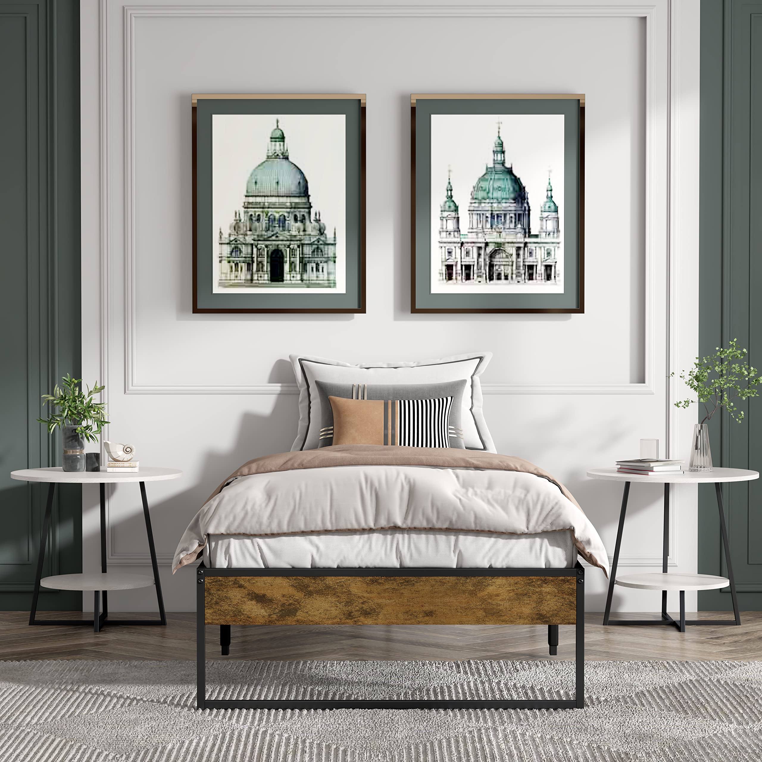 Base Para Cama Individual Weehom Marco De Cama De Metal Rosa