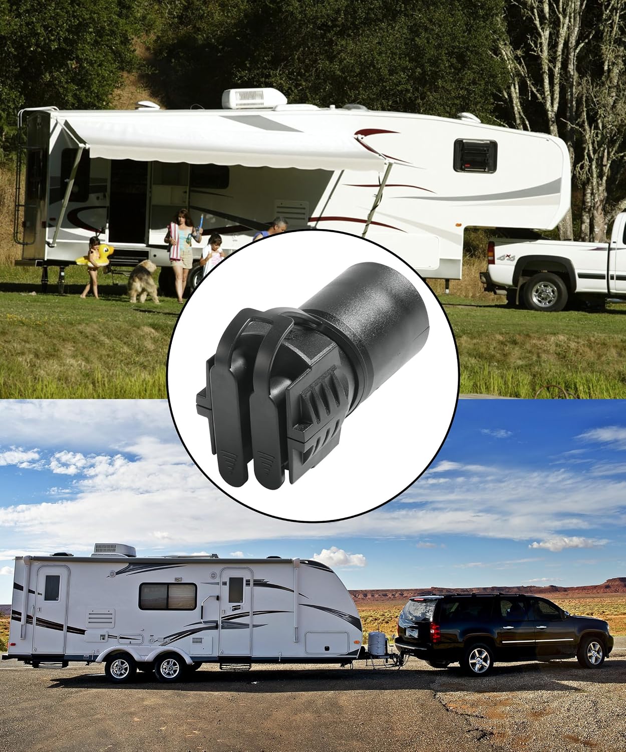 Zlirfy Trailer Plug Adapters,2-in-1 Flat Blade Plug,7 Pin to 4 and 5 Flat Blade Trailer Connector Trailer Adapter,RV Boat Adapter Plug,Automotive Accessories Universal for Trailer,Tow Hitch,RV,Boat
