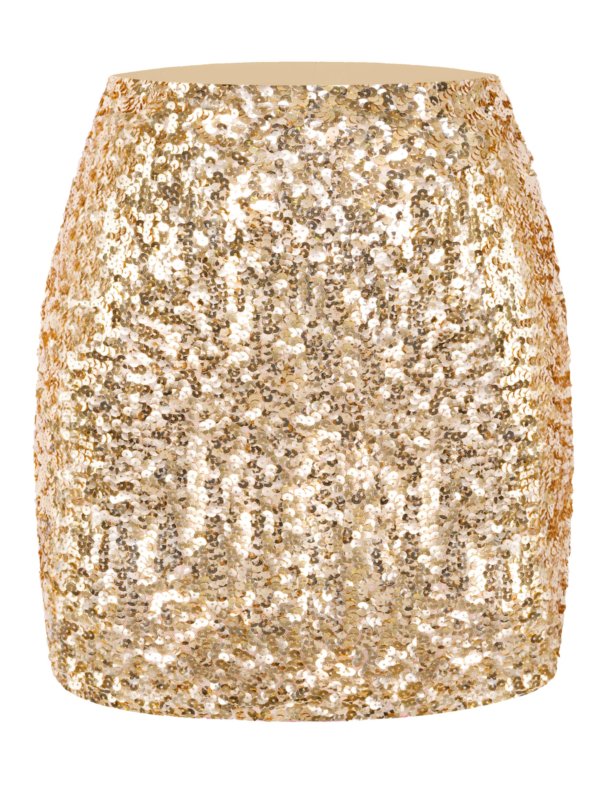 Maner Falda de Lentejuelas para Mujer, con Lentejuelas, elástica, para Fiestas nocturnas