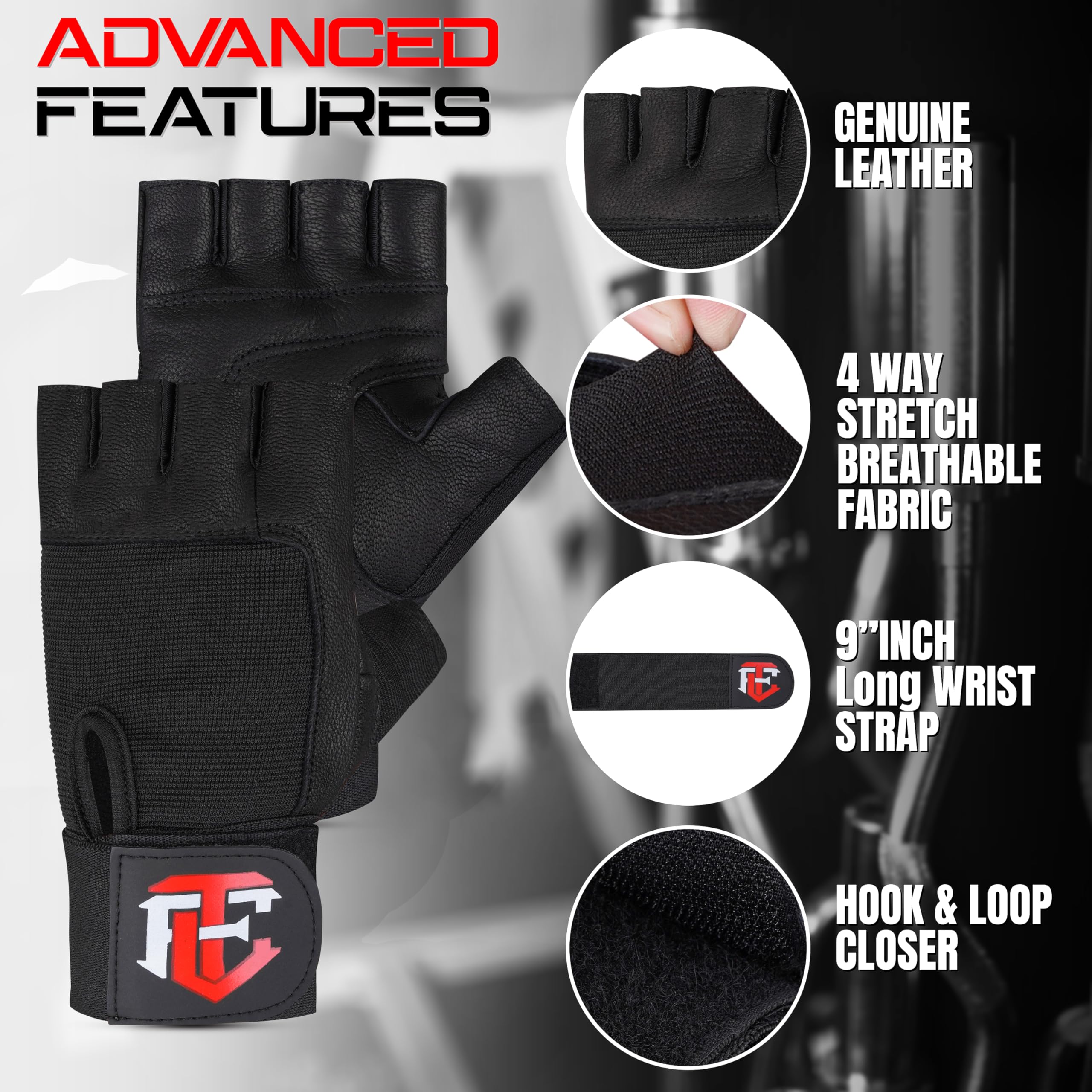 Guanti per sollevamento pesi, guanti da allenamento per uomini e donne, supporto per il polso, palmo antiscivolo, traspiranti e durevoli, per powerlifting, crossfit, allenamento e
