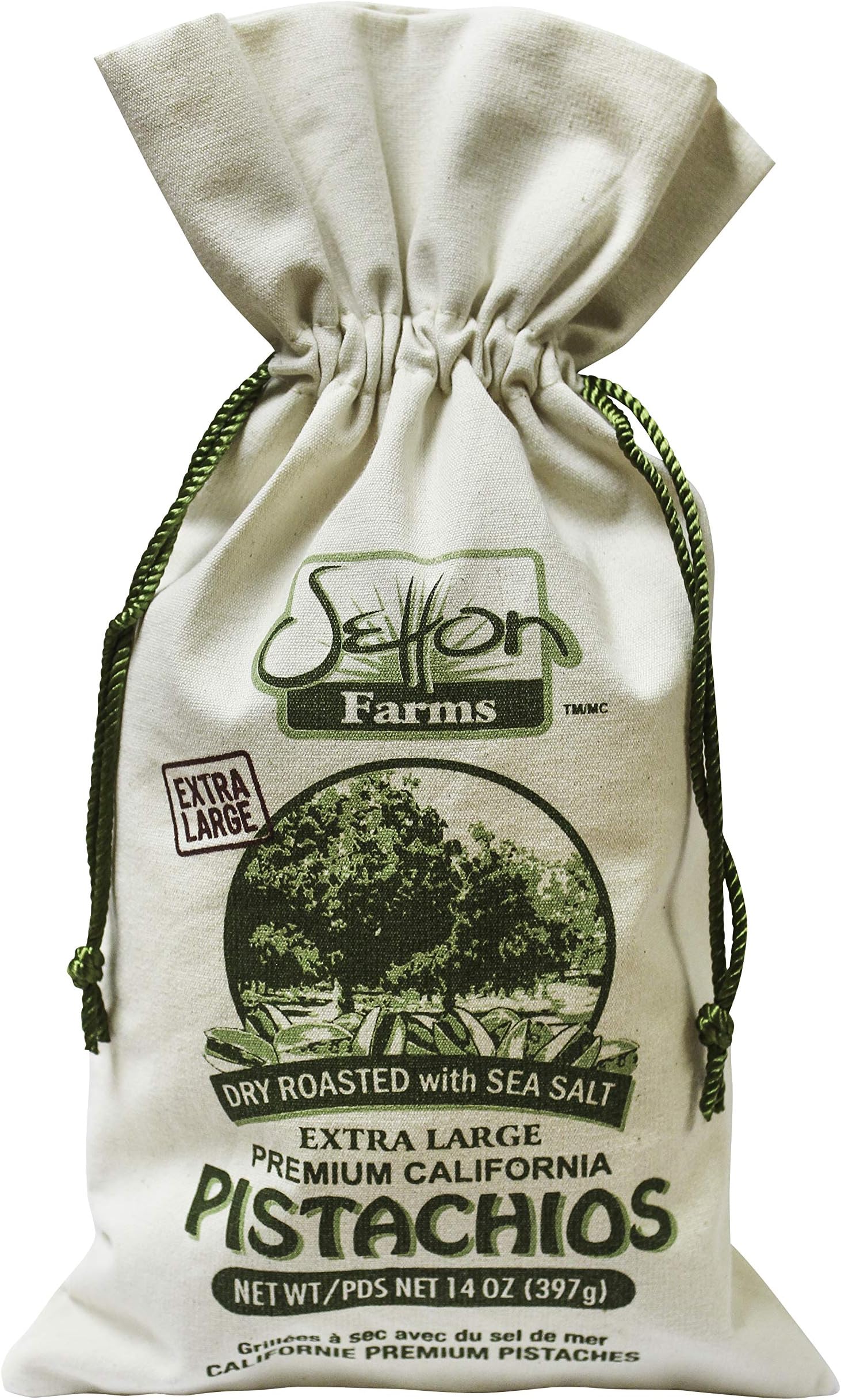 Setton Farms Premium California Pistachios Dry Roasted with Sea Salt Burlap Large Gift Bag| 14 Ounce