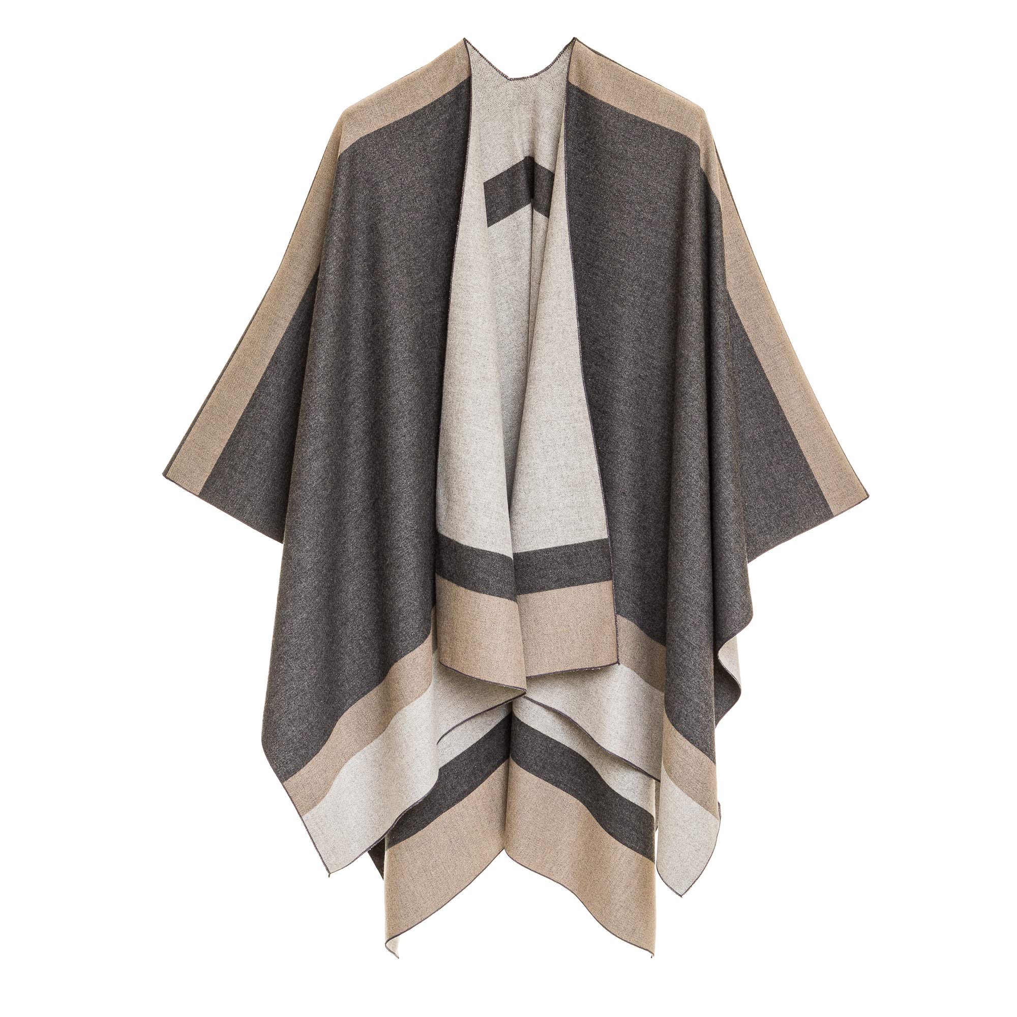 Women's Shawl Wrap Poncho Ruana Cape Cardigan Sweater Open Front for Fall Winter
