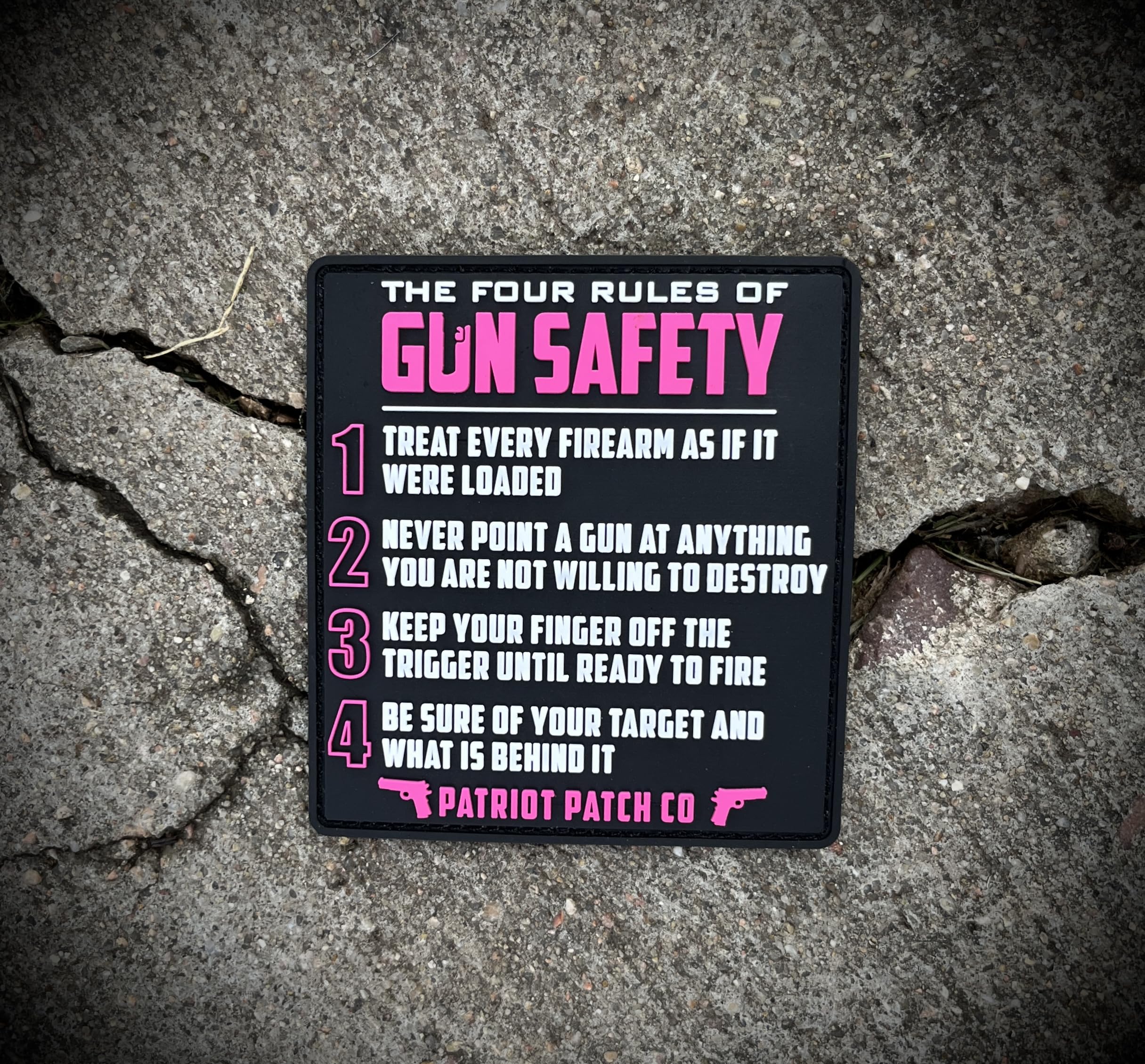 Patriot Patch Co - 4 Rules of Gun Safety - Patch (Pink)