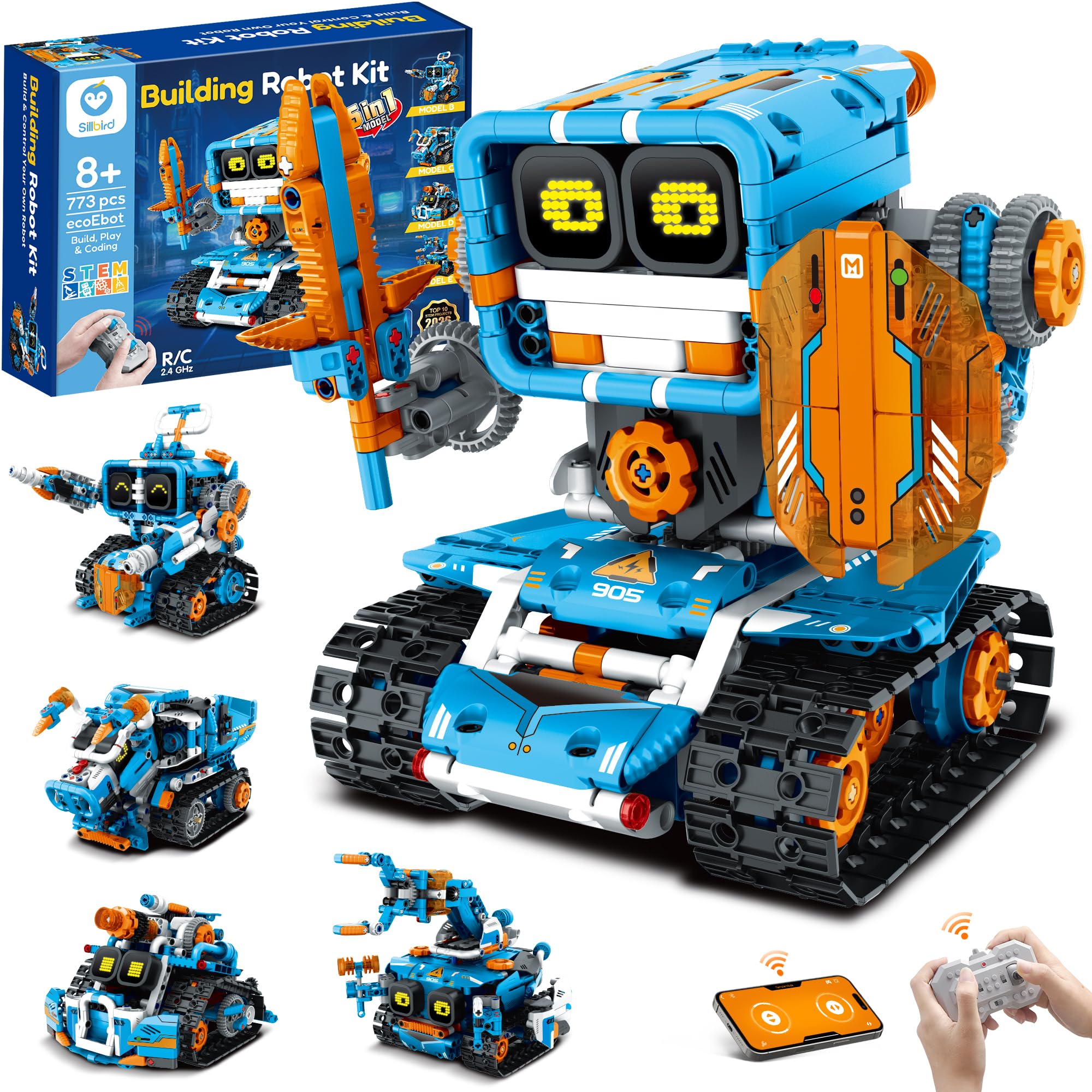 Building Robot Kit with Remote Control STEM Gifts for Kids 8-12