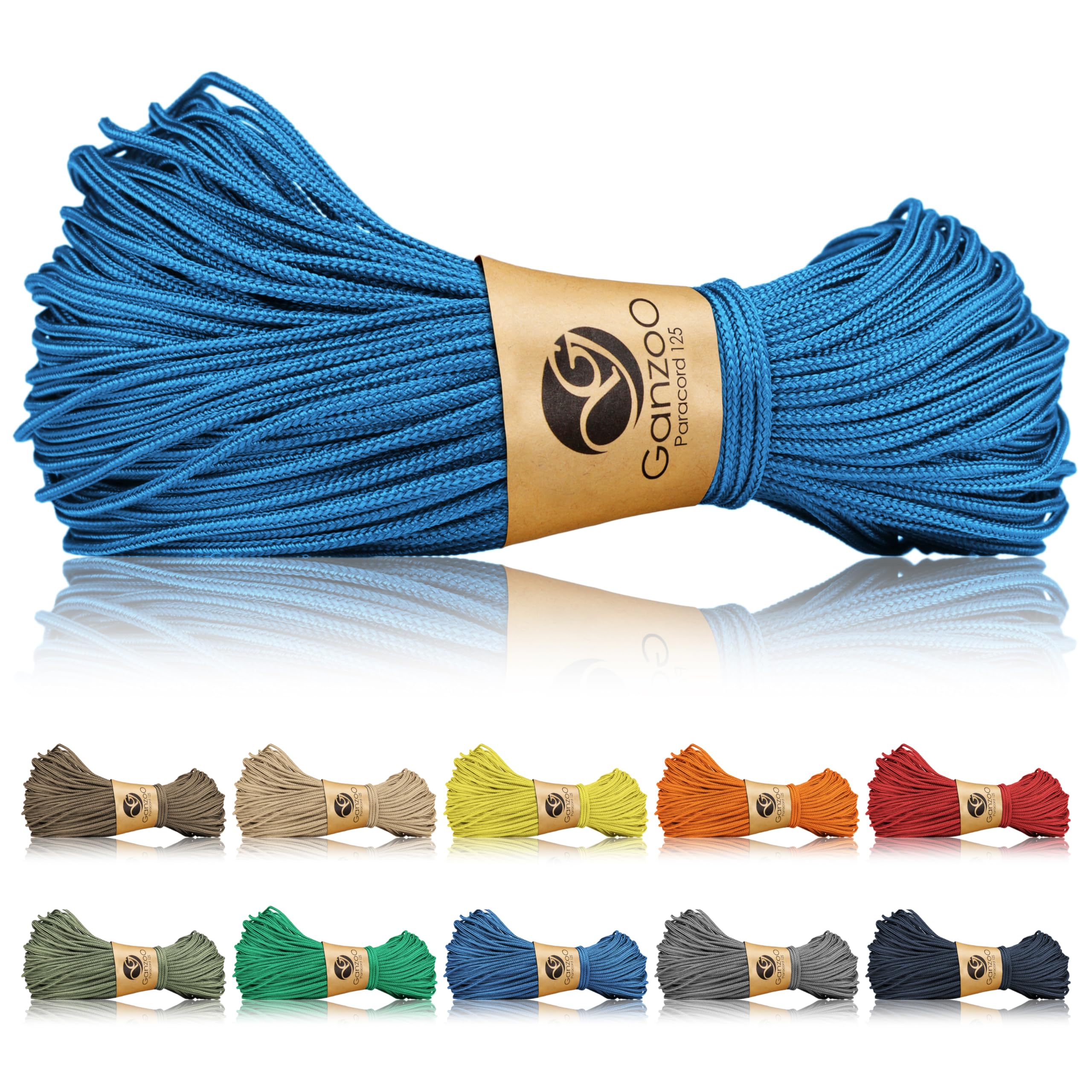 Ganzoo Paracord 125 – 1 Mm, 60 Kg De Résistance, En Nylon/polyester, Pour Bracelets, Colliers Chien, Camping Et Survie – Vert Armée
