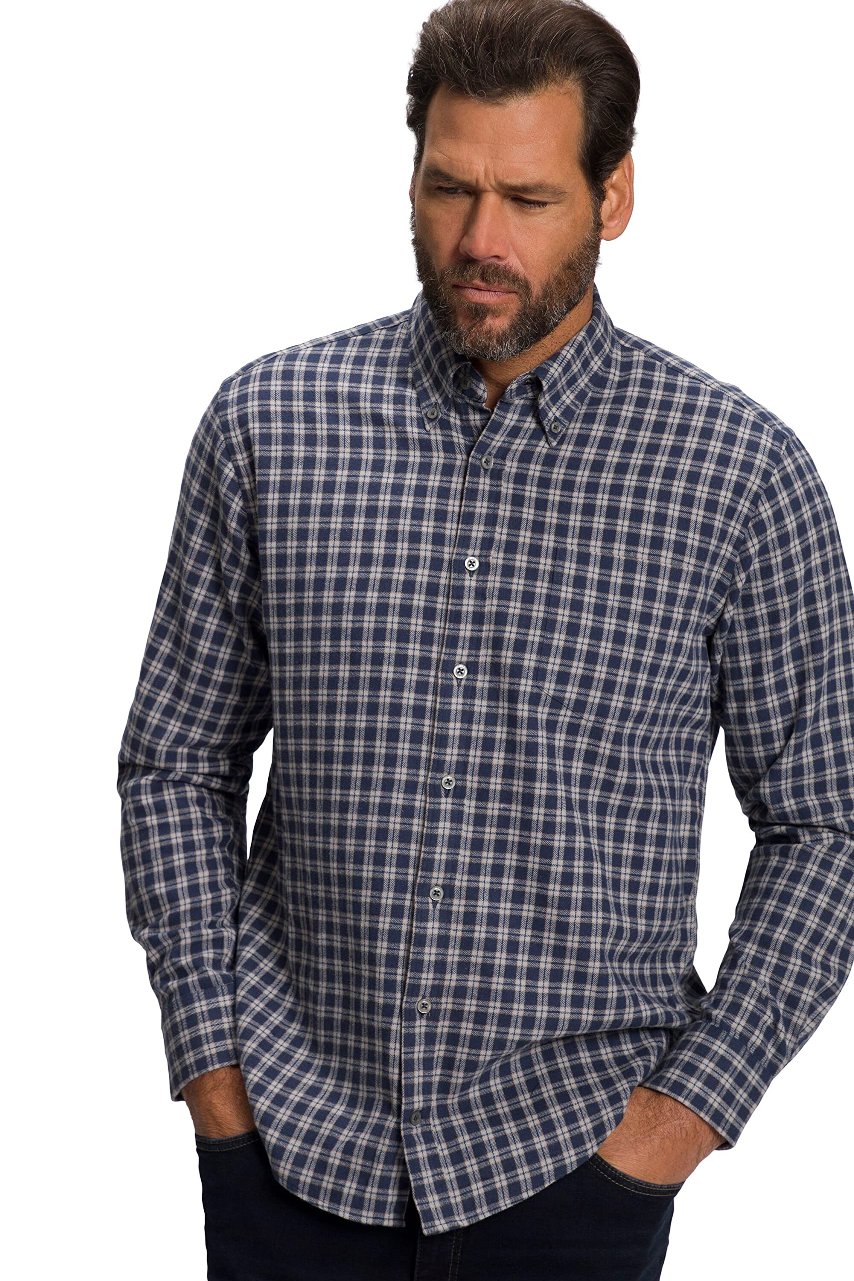 JP 1880Menswear Big & Tall Plus Size L-8XL Long Sleeve Check Print Shirt 808629