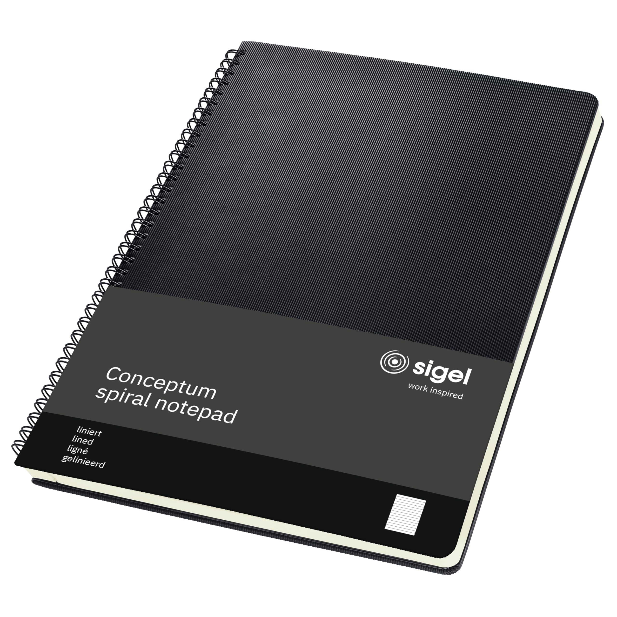 SIGEL CO821 Spiral Notepad, approx. A4, lined, hardcover, Black - Conceptum