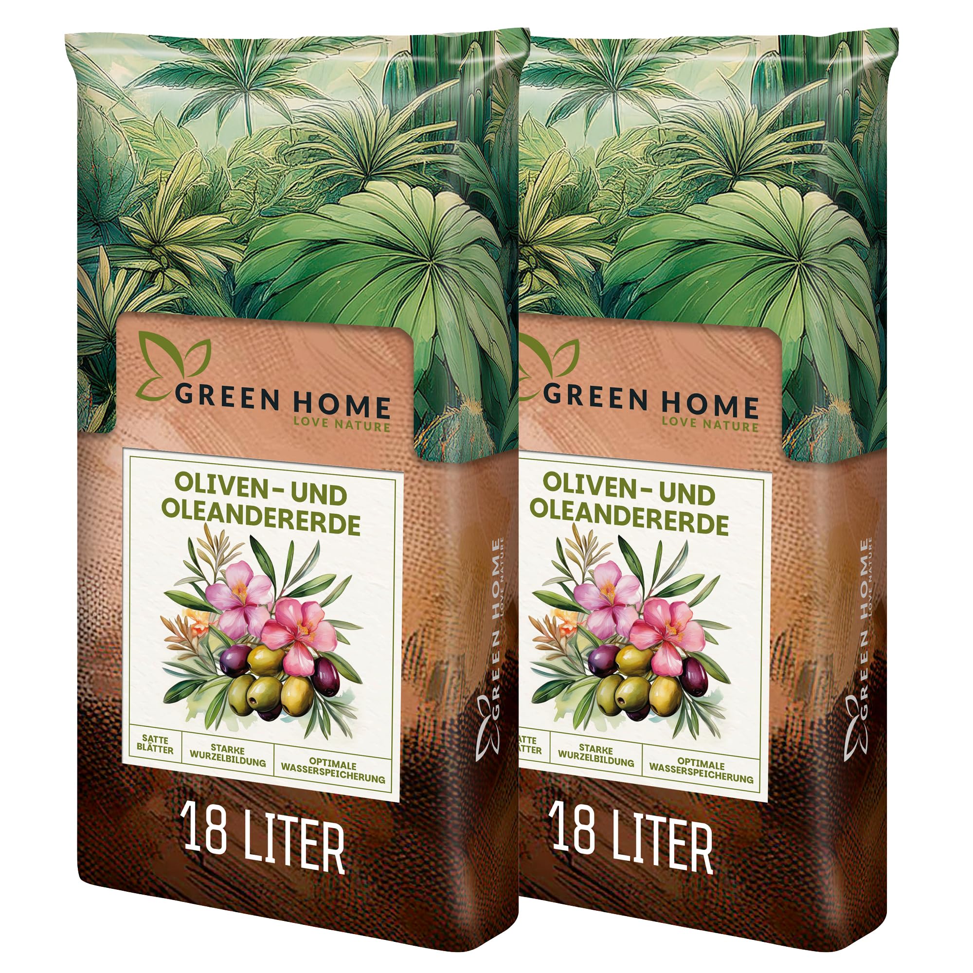 Green Home Olivenbaum- & Oleandererde 36L - Pflanzerde fr Olivenbume &  Mediterrane Pflanzen | Erde mit Langzeitdnger | Perlite, Kokosfasern &  Rindenhumus | Fr Kbel, Hochbeet & Garten, pH 5,8 : Amazon.de: Garten