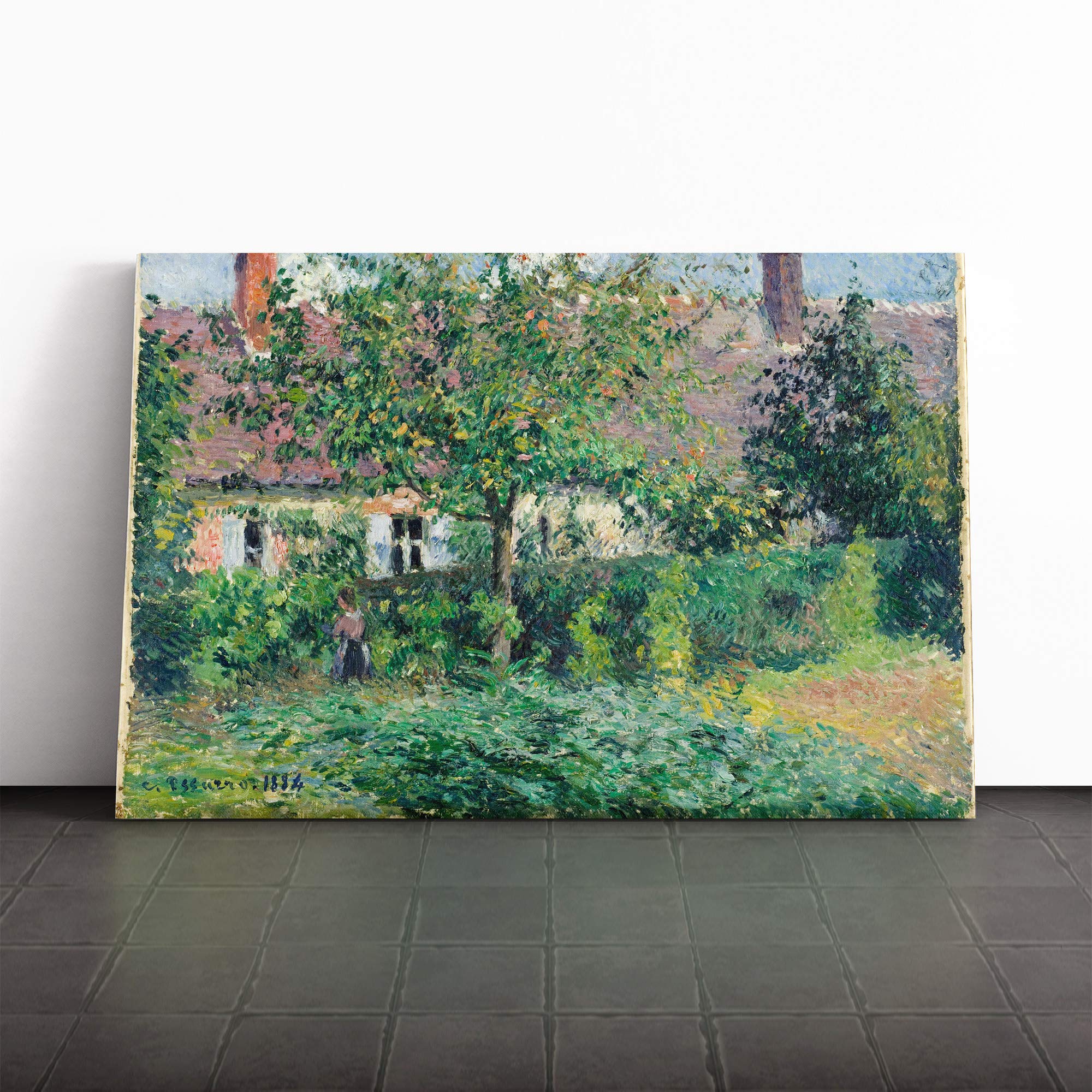 Camille Pissaro The Peasant House Canvas Print | Gallery Wrapped 30mm Frame Wall Art | 30x20 inches | Ready to Hang | Modern Picture | Living Room Bedroom Lounge Office