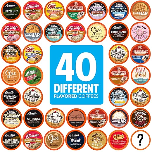 Two Rivers Coffee Flavored Coffee Pods Compatible with Keurig K Cup Brewers, Assorted Variety Pack Flavored Coffee, 40 Count