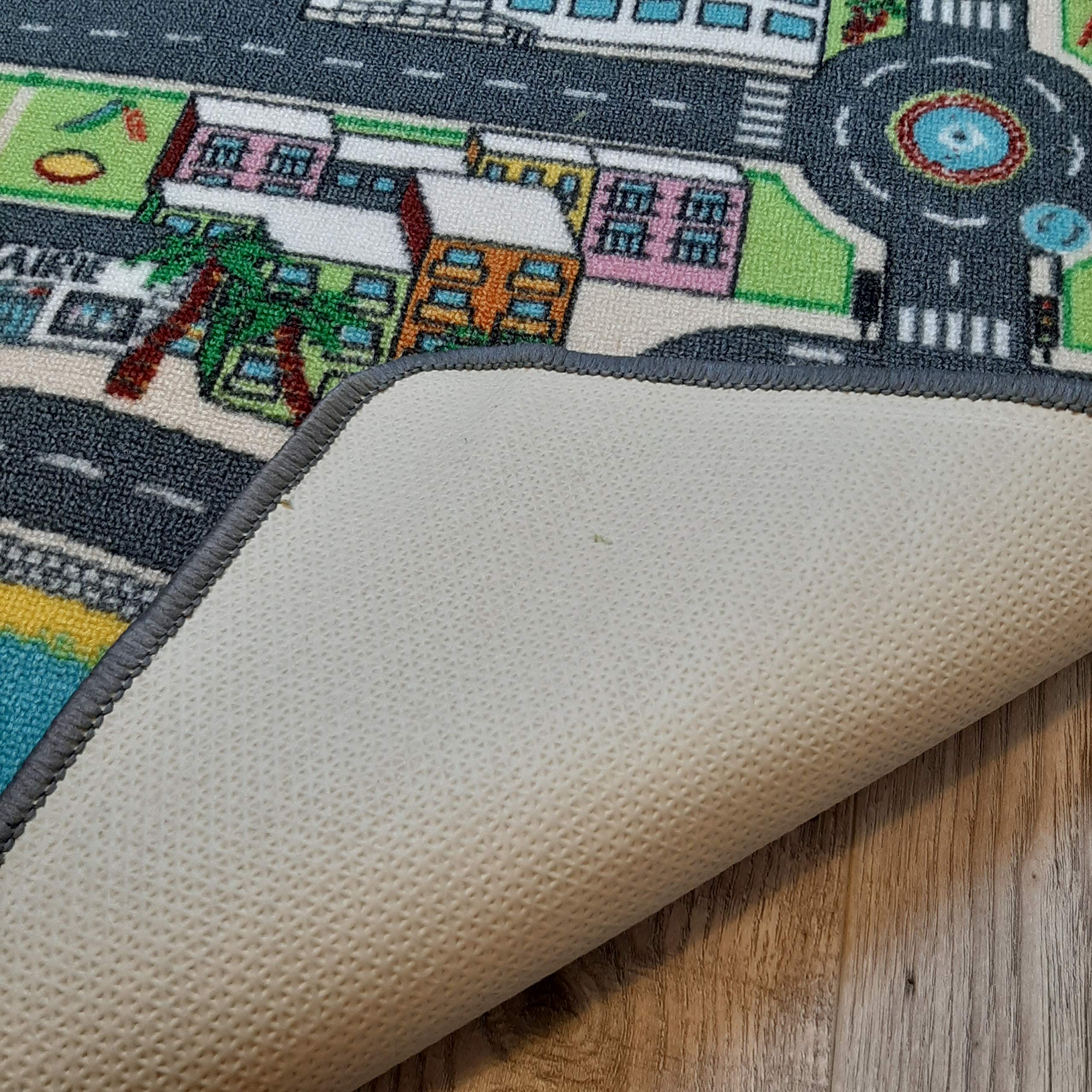 Alfombra de Coche en la Ciudad - 95 x 133 cm | Alfombra de Juego de Carretera | Alfombrilla Circuit para habitación Infantil | Dobladillo Antideslizante | Normas CE