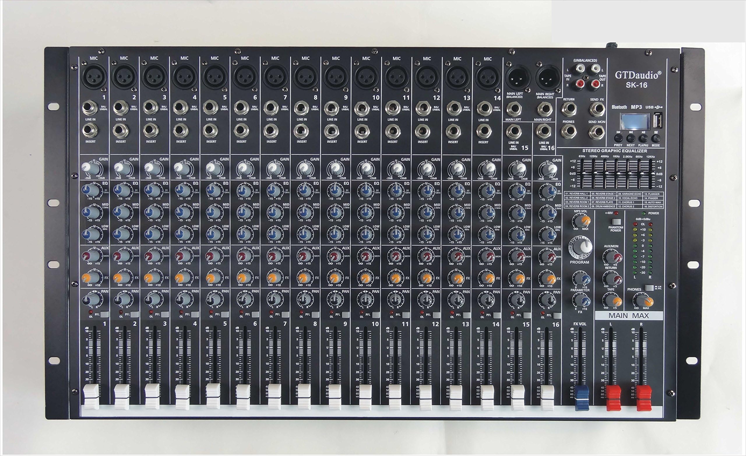 GTDAudio 16 Channel Professional Powered Mixer Power