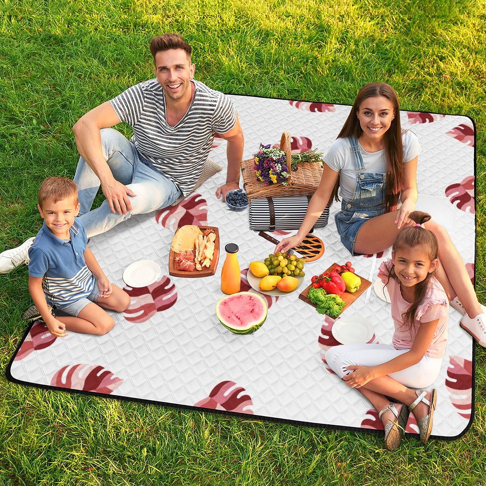 3D Stampa Turtle Backed Bamboo Pink Coperta Picnic Impermeabile Stuoia Spiaggia Pieghevole Coperta Da Picnic Per Spiaggia Campeggio Pic-nic Attività All'aperto 200x200cm