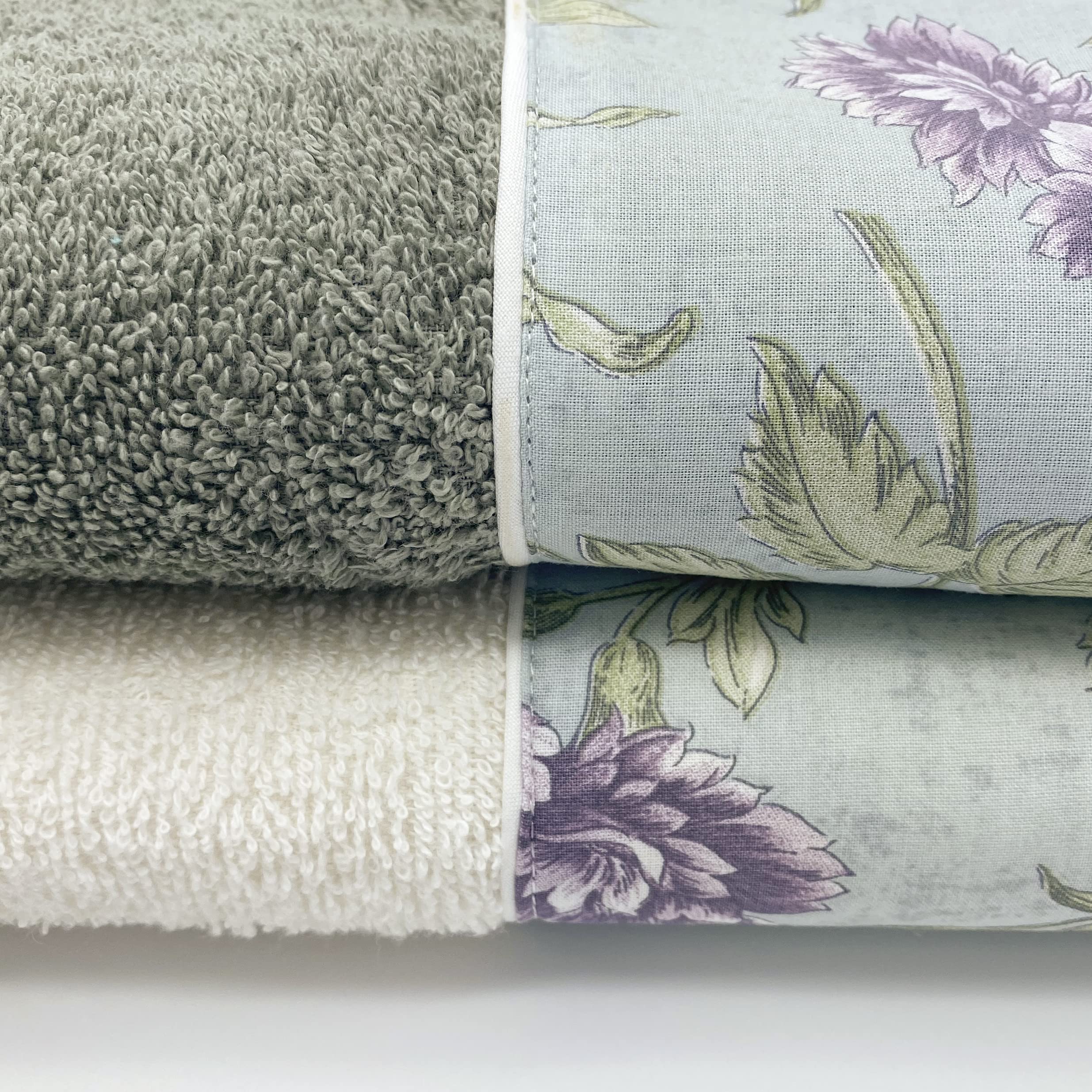 Set Asciugamani Da Bagno Guinea - 2 Pezzi, Cotone 450g/m², Verde, Stile Country Con Balza