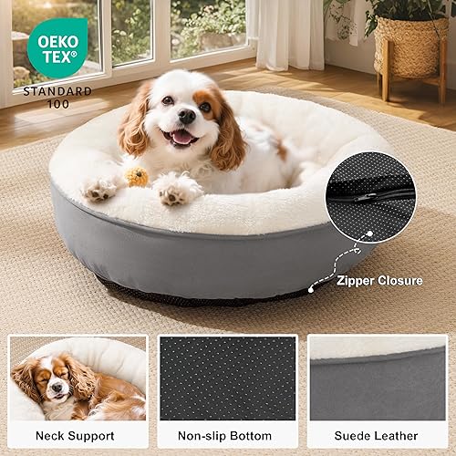 Miniatura 2 de Love's cabin Cama acolchada redonda para gatos y perros, cama para mascotas de 25 pulgadas para perros pequeños o medianos, parte inferior