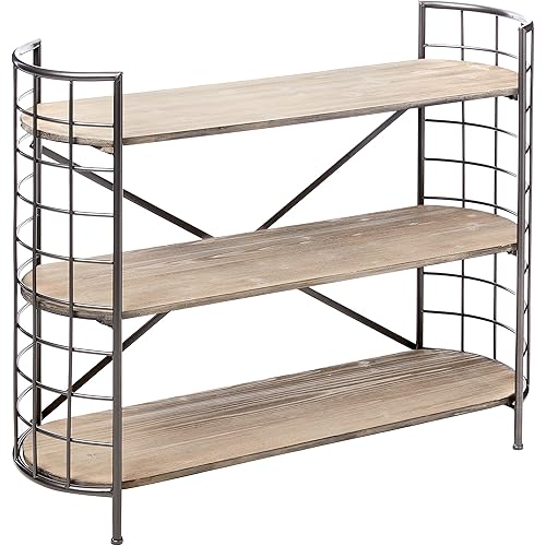 Signature Design by Ashley Flintley Rustic Three Tier Wood Bookshelf, 33", Brown and Black